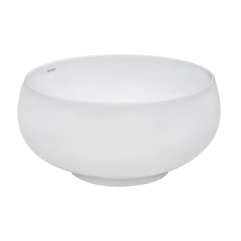 12" Bathroom Vessel Sink Round White Circular Above Counter Porcelain Ceramic - Image 4