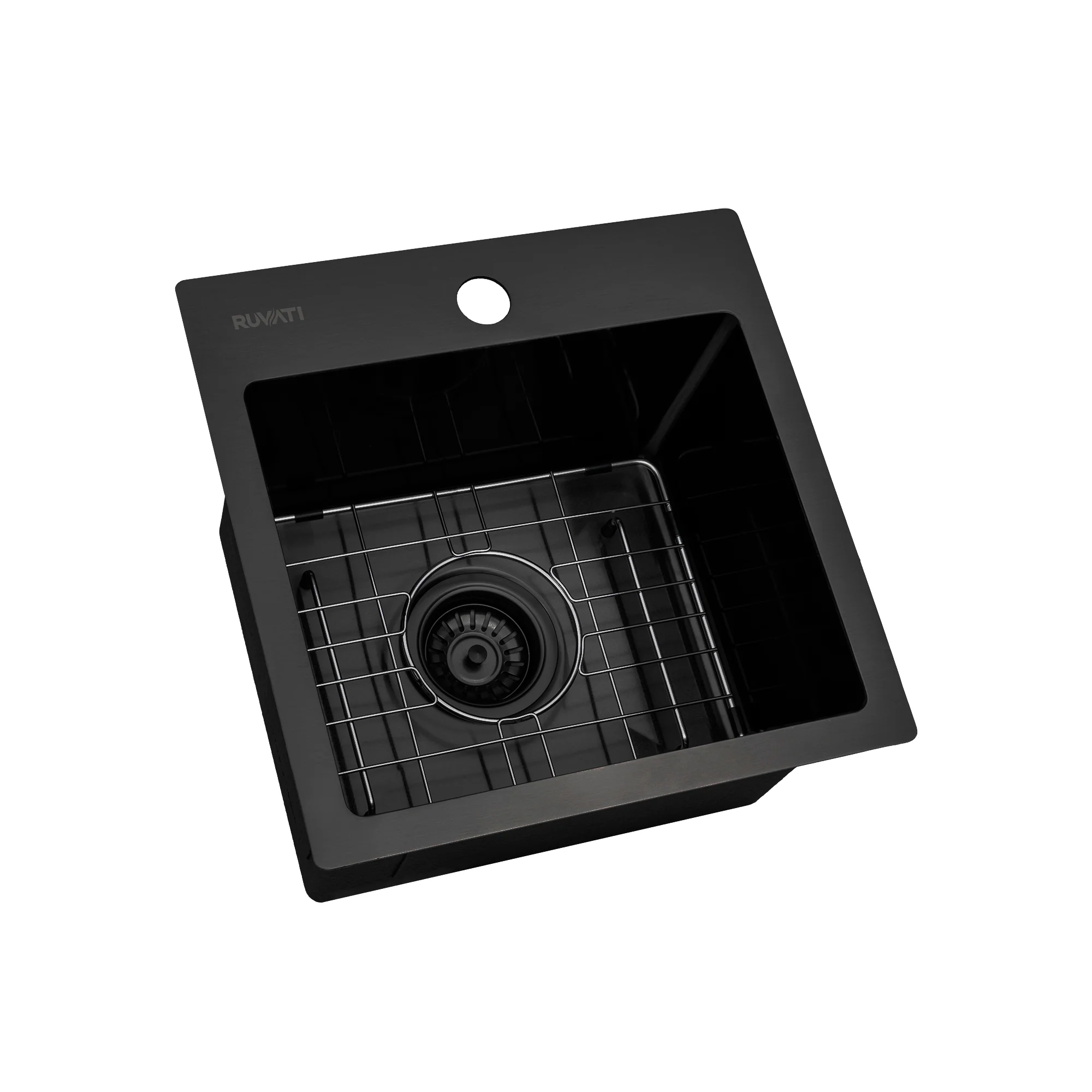 15 inch Gunmetal Black Stainless Steel Drop-in Topmount Bar Prep Sink Single Bowl - Image 3