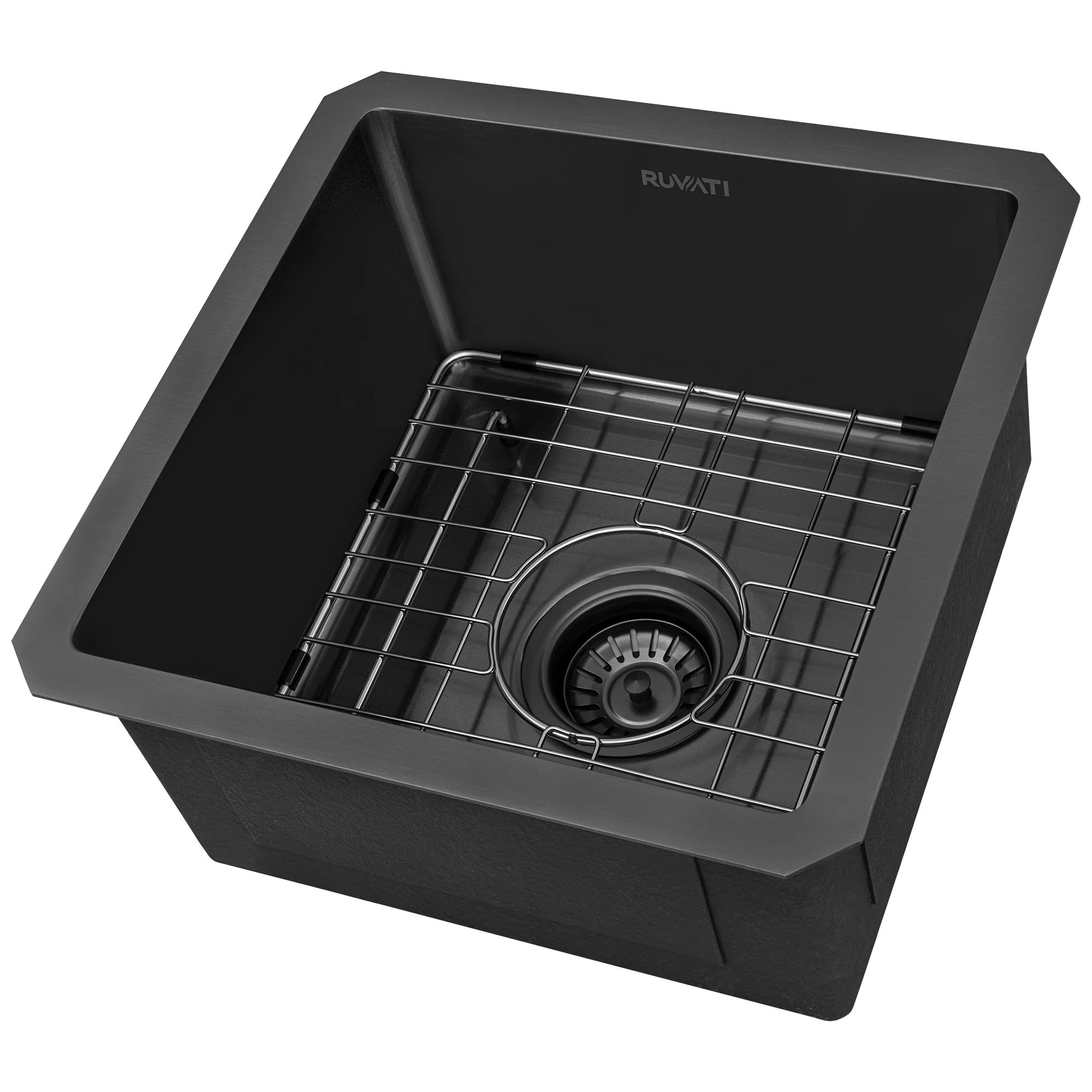 15-inch Gunmetal Black Stainless Steel Undermount Bar Prep 16 Gauge Kitchen Sink - Image 4
