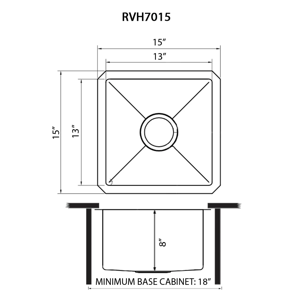 15-inch Gunmetal Black Stainless Steel Undermount Bar Prep 16 Gauge Kitchen Sink - Image 6