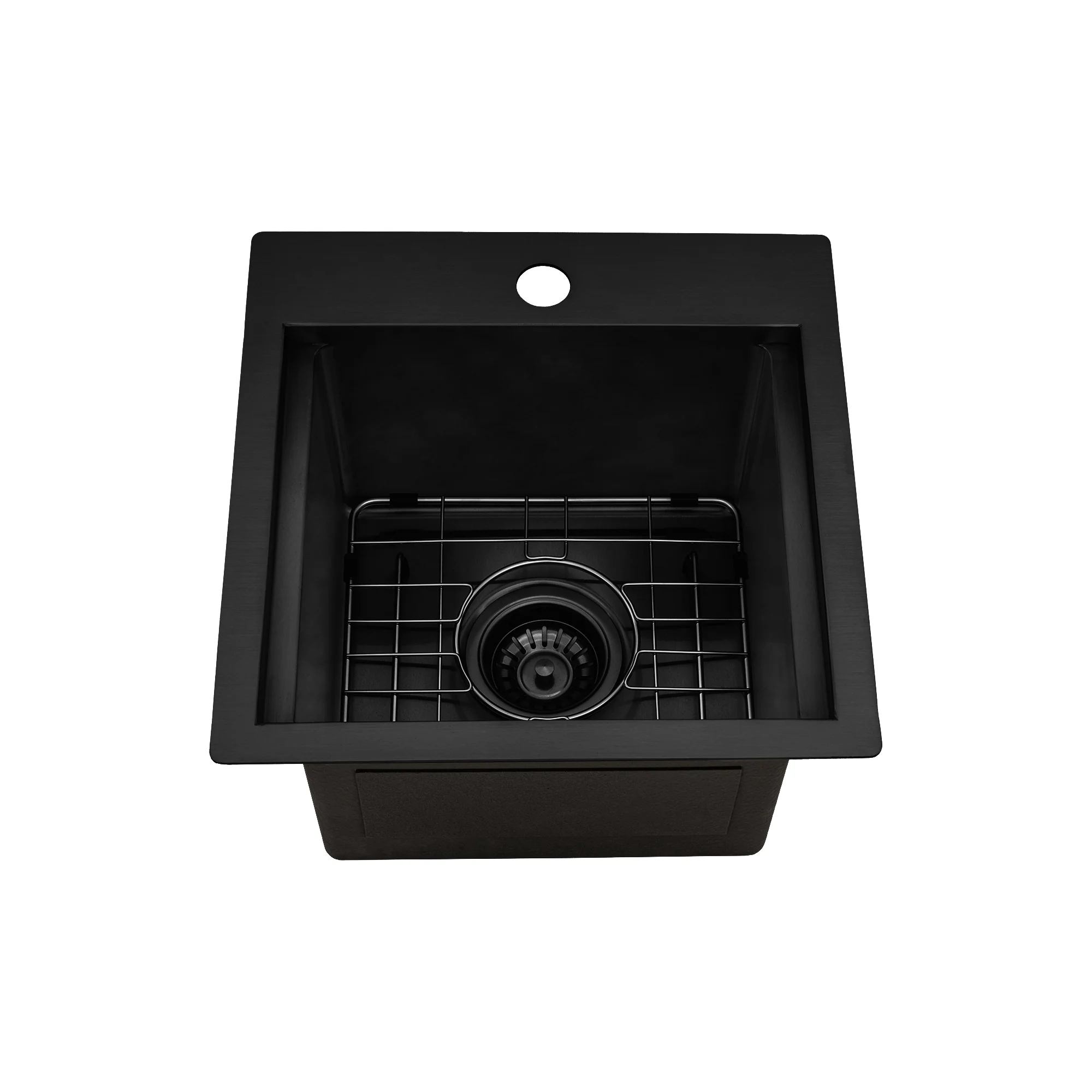 15 inch Gunmetal Black Stainless Steel Workstation Wet Bar Sink Drop-in Topmount - Image 2