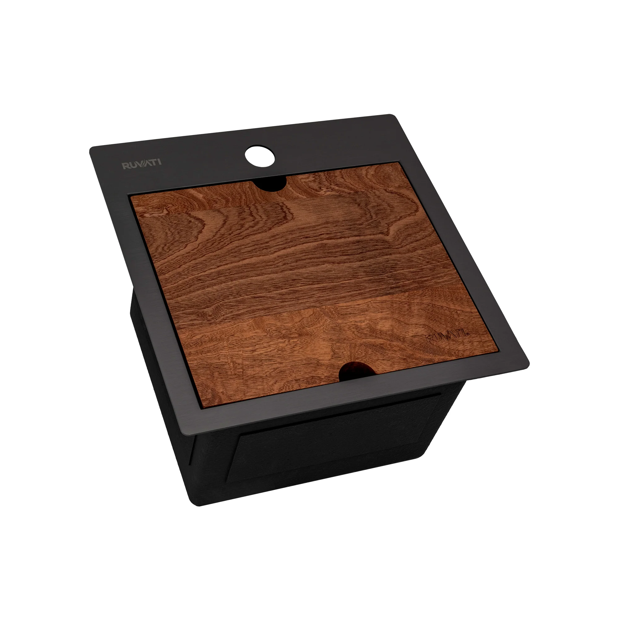 15 inch Gunmetal Black Stainless Steel Workstation Wet Bar Sink Drop-in Topmount - Image 4