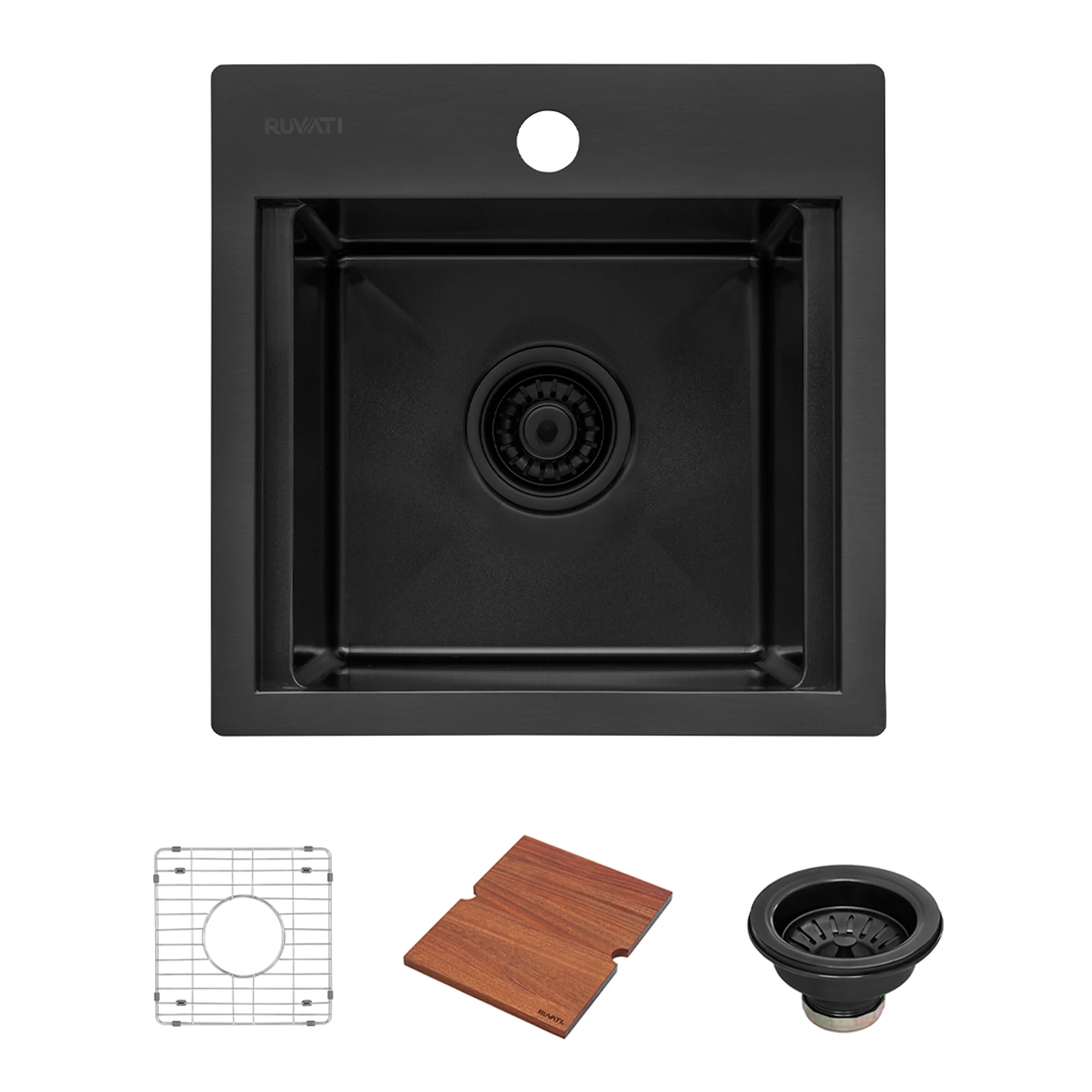 15 inch Gunmetal Black Stainless Steel Workstation Wet Bar Sink Drop-in Topmount - Image 5