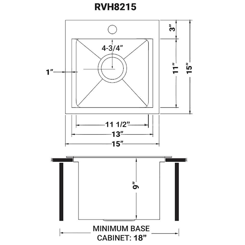 15 inch Gunmetal Black Stainless Steel Workstation Wet Bar Sink Drop-in Topmount - Image 6