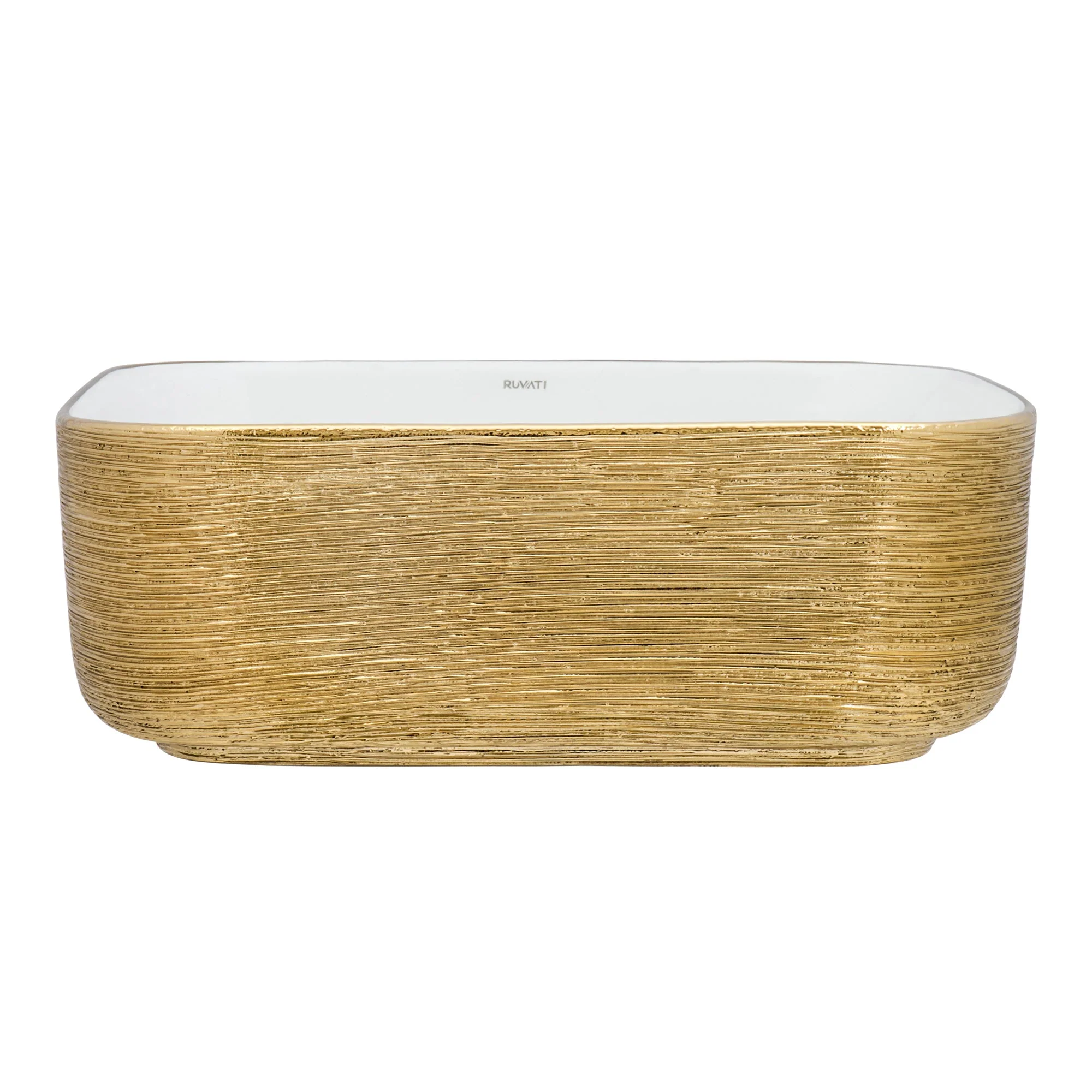 15 x 15 '' Bathroom Vessel Sink Gold Decorative Art Above Vanity Counter White Ceramic - Image 2