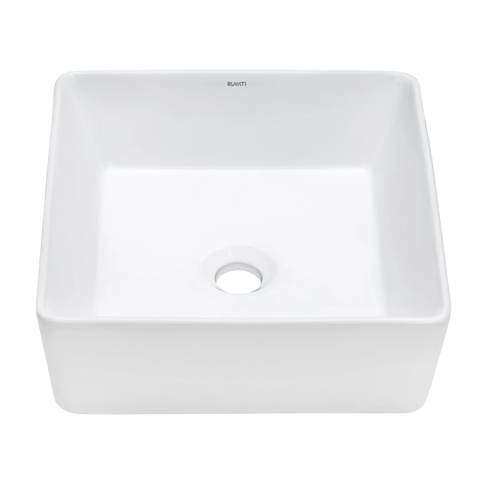 15 x 15 '' Bathroom Vessel Sink White Square Above Counter Porcelain Ceramic - Image 3
