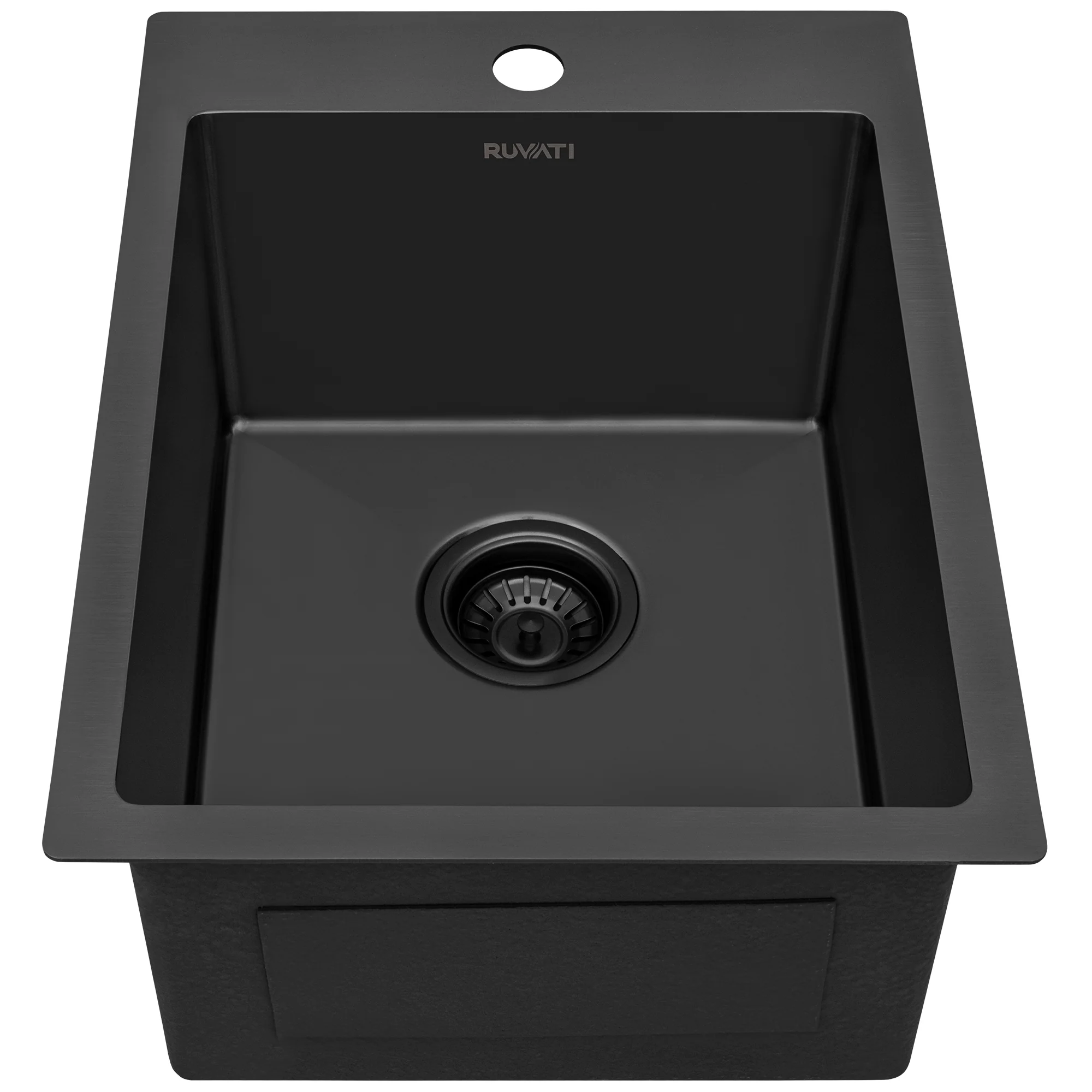 15 x 20 inch Gunmetal Black Stainless Steel Drop-in Topmount Bar Prep Sink Single Bowl - Image 4