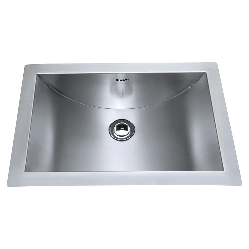16 x 11 '' Brushed Stainless Steel Rectangular Bathroom Sink Undermount - Image 3