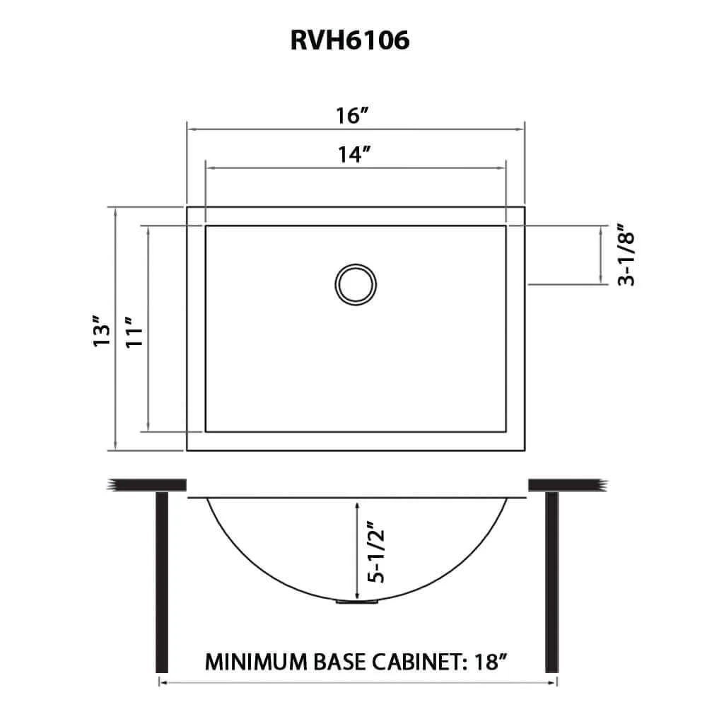16 x 13 inch Brushed Stainless Steel Bathroom Sink Undermount - Image 5