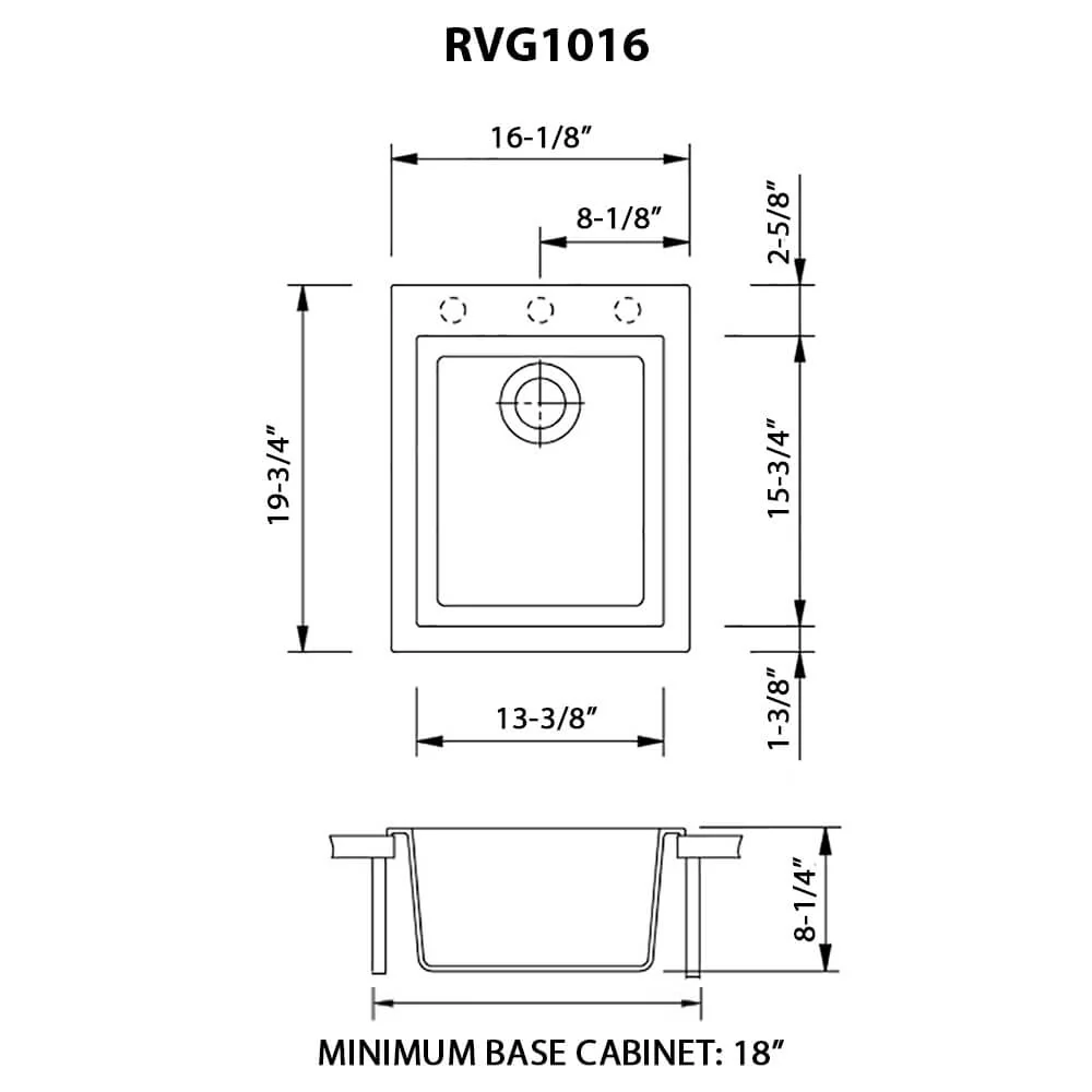 16 x 20 Drop-in Topmount Granite Single Bowl Kitchen Sink Clay - Image 3