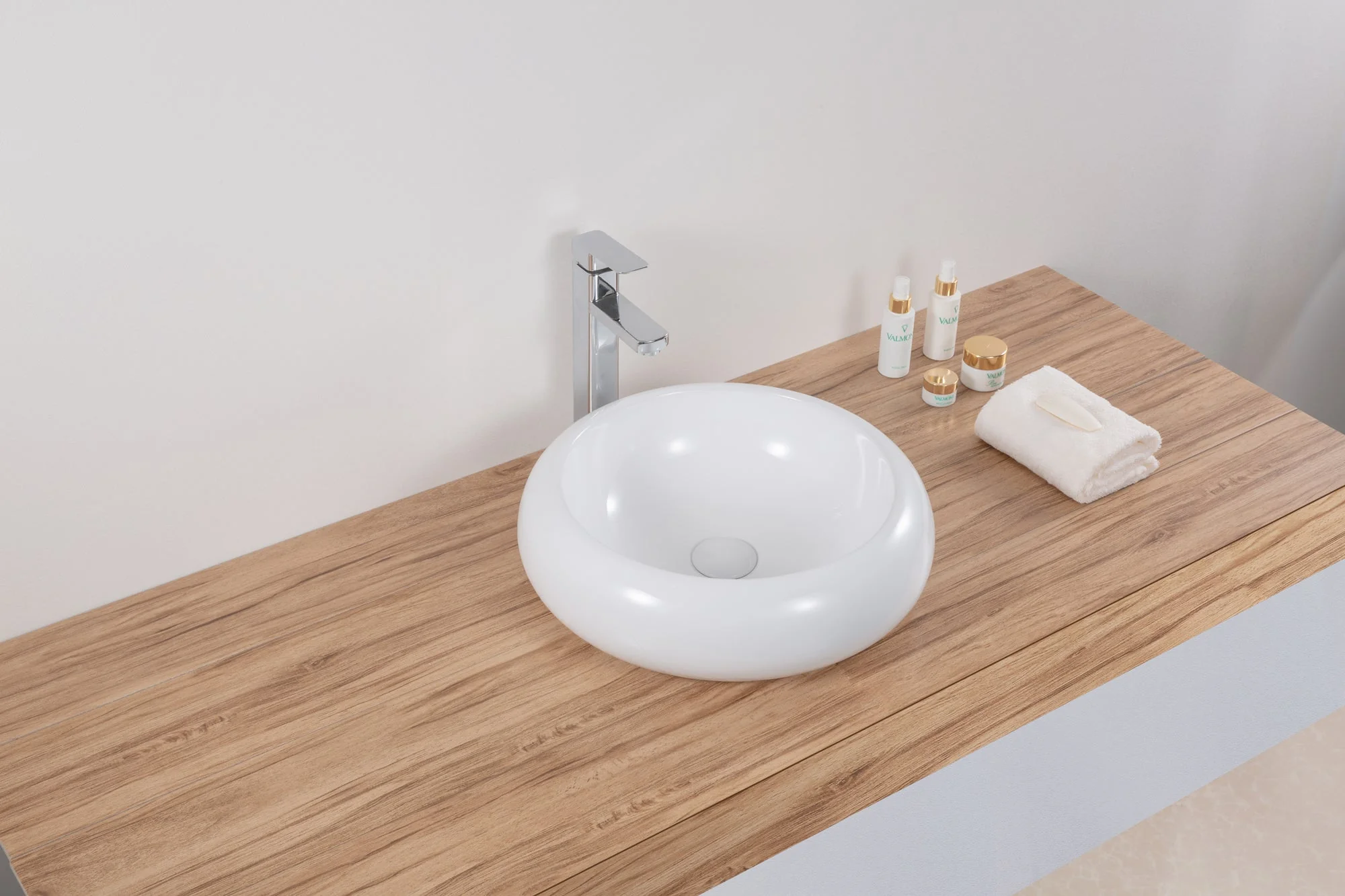18 '' Round Bathroom Vessel Sink White Above Vanity Counter Circular Porcelain Ceramic - Image 3