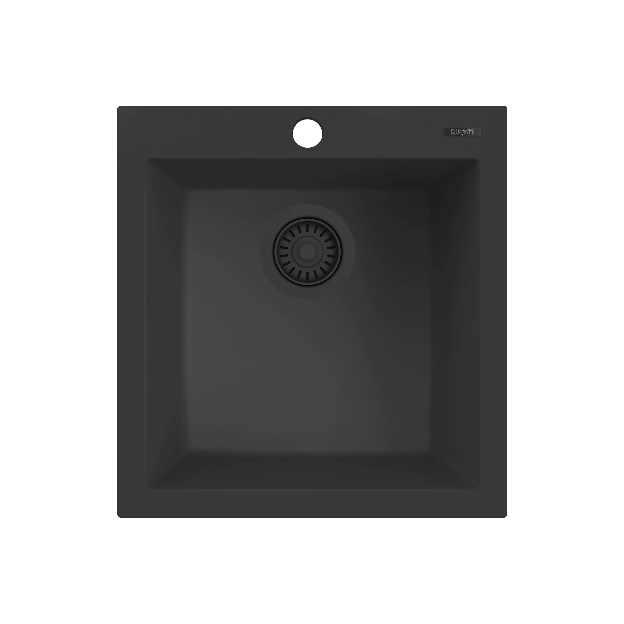 18 x 20 in epiGranite Drop-in Topmount Granite Composite Single Bowl Wet Bar Prep Sink Midnight Black