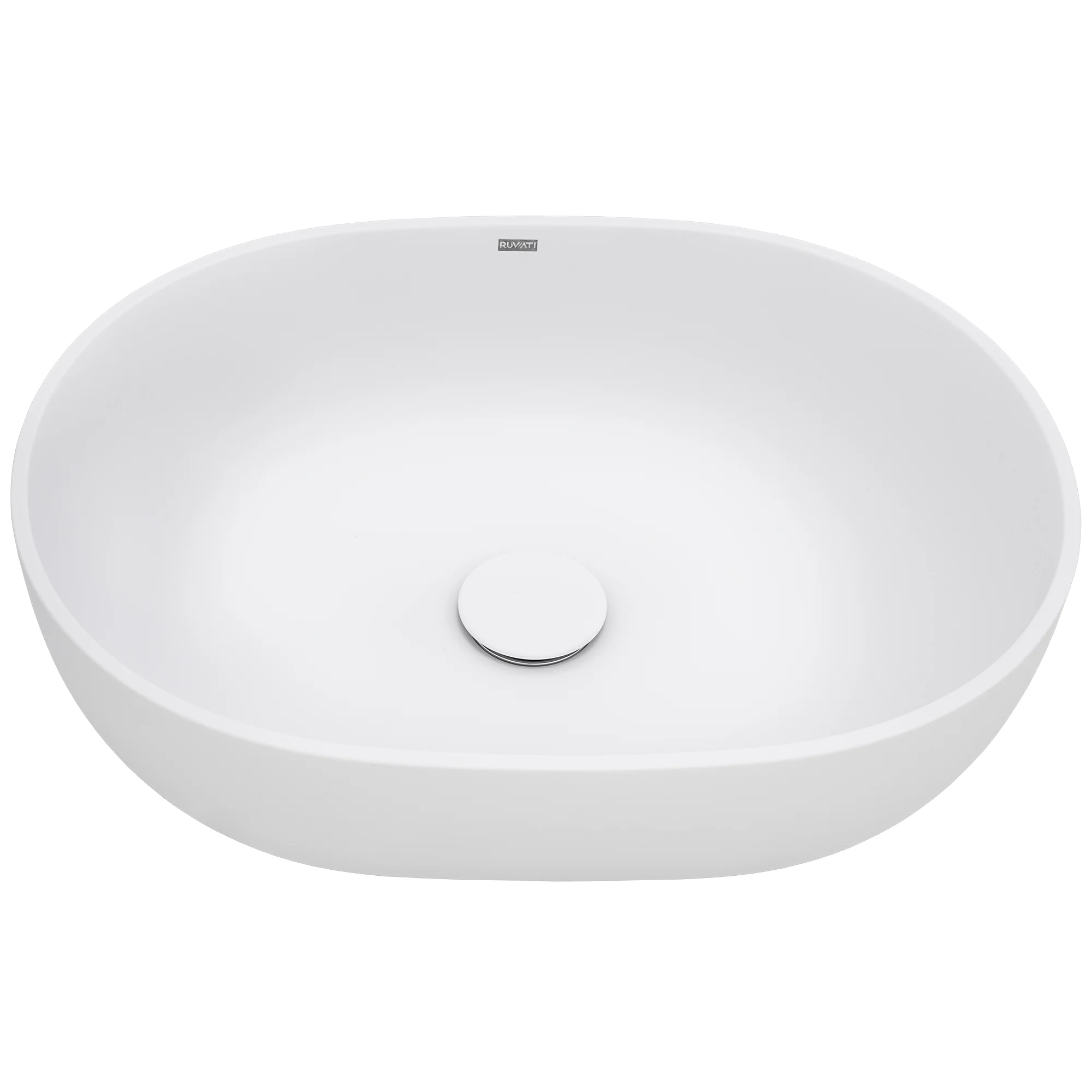 19-inch Matte White epiStone Solid Surface Modern Bathroom Vessel Sink - Image 2