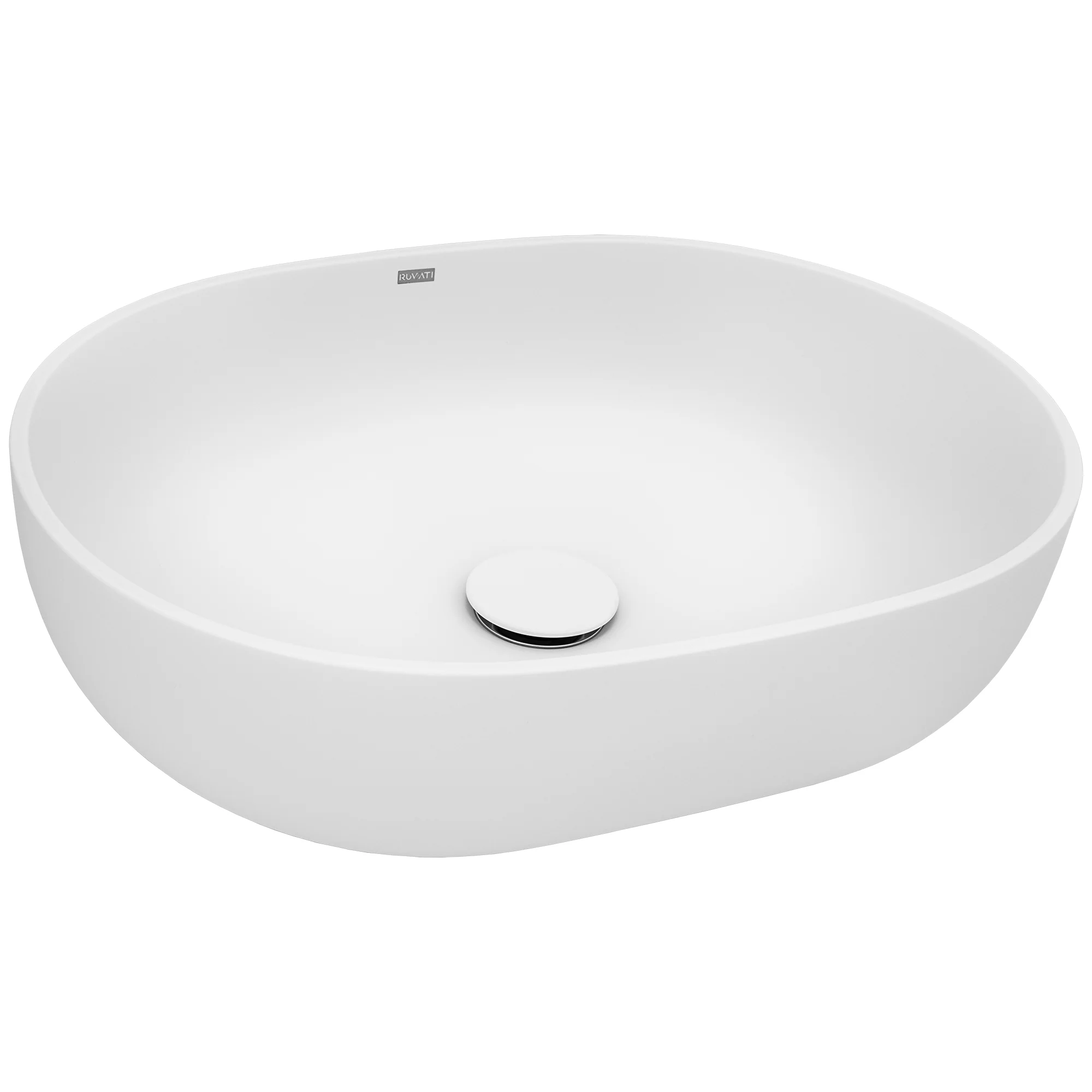 19-inch Matte White epiStone Solid Surface Modern Bathroom Vessel Sink - Image 3