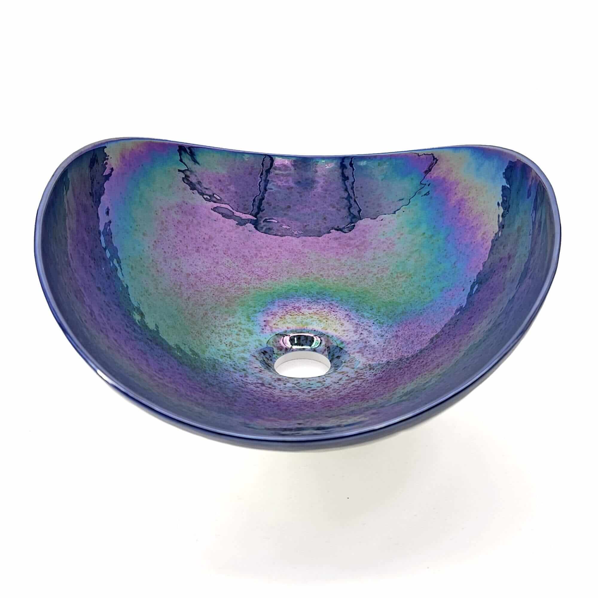 19 " Murano Glass Art Vessel Bathroom Sink Celestial Blue - Image 3