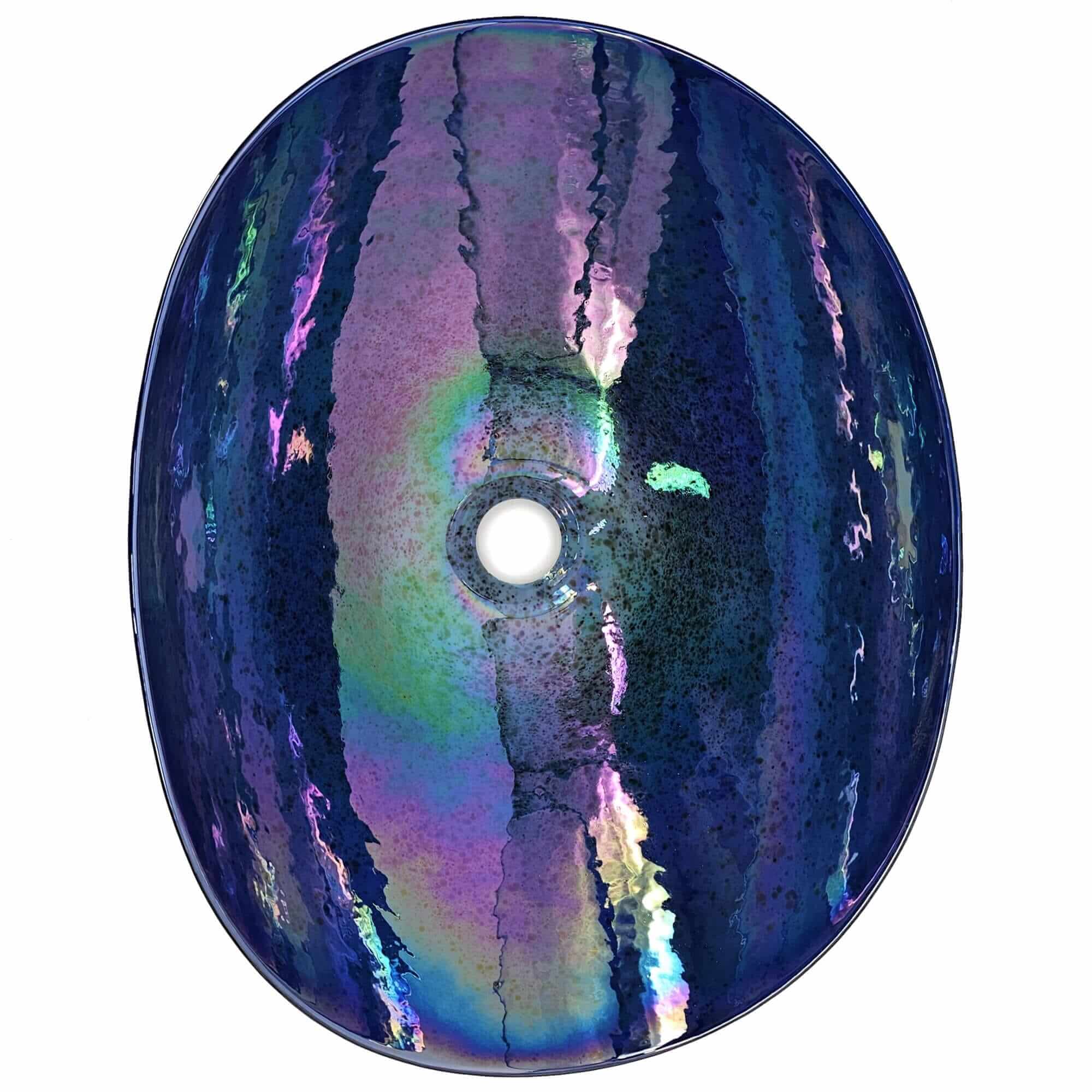 19 " Murano Glass Art Vessel Bathroom Sink Celestial Blue - Image 5