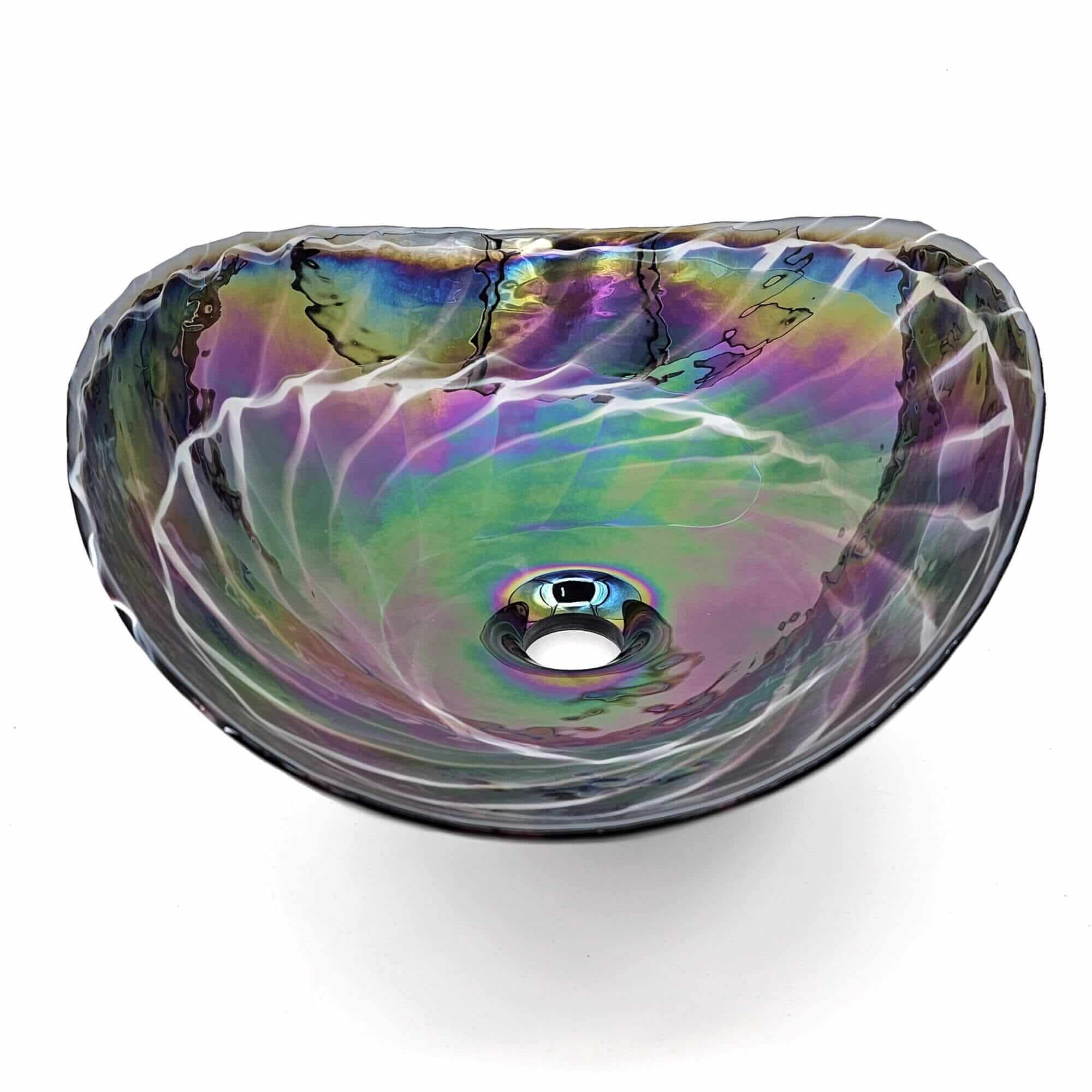 19 " Murano Glass Art Vessel Bathroom Sink Cosmic Black - Image 4