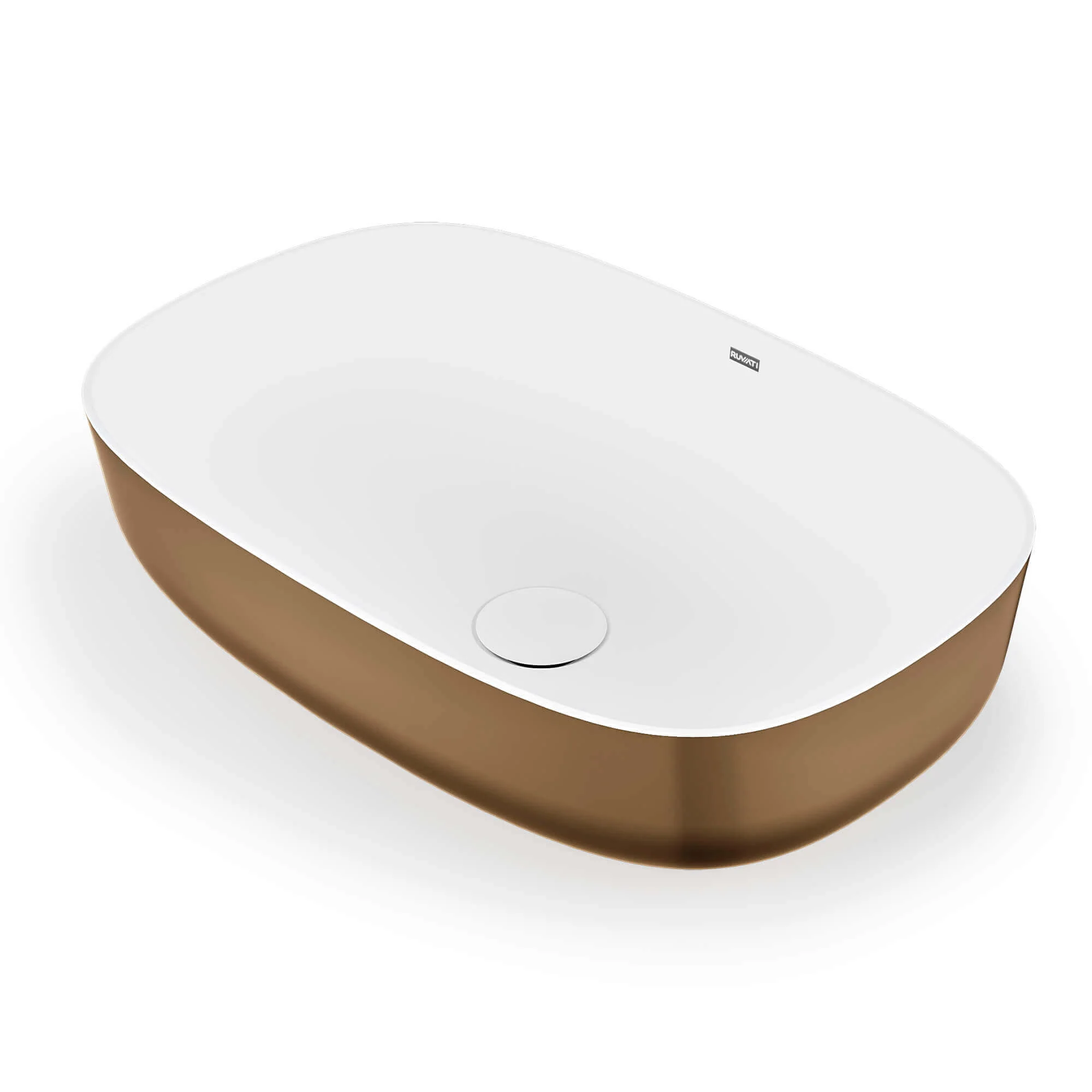 19" Solid Surface Bathroom Vessel Sink Matte Gold - Image 2