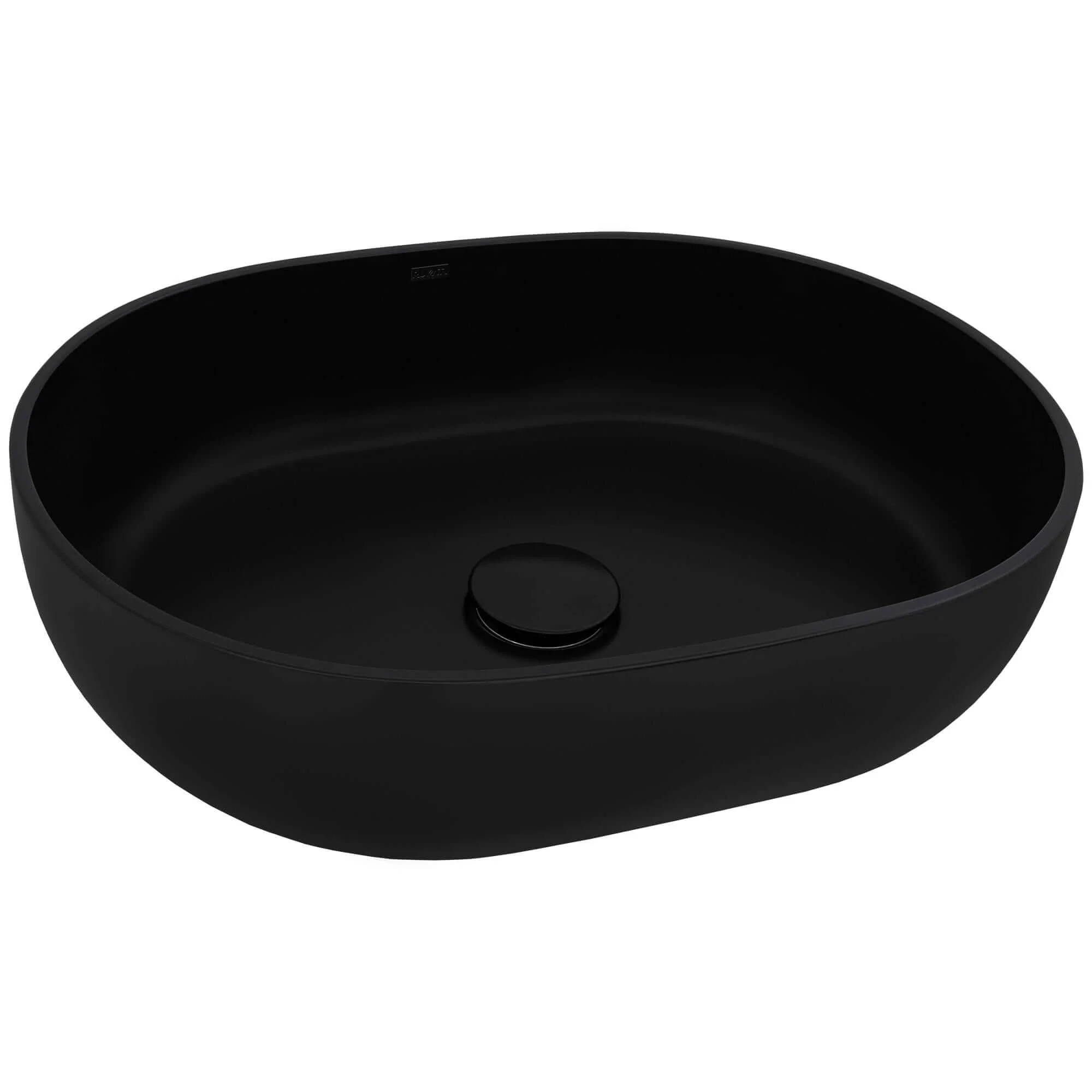19" Solid Surface Modern Bathroom Vessel Sink Matte Black - Image 3