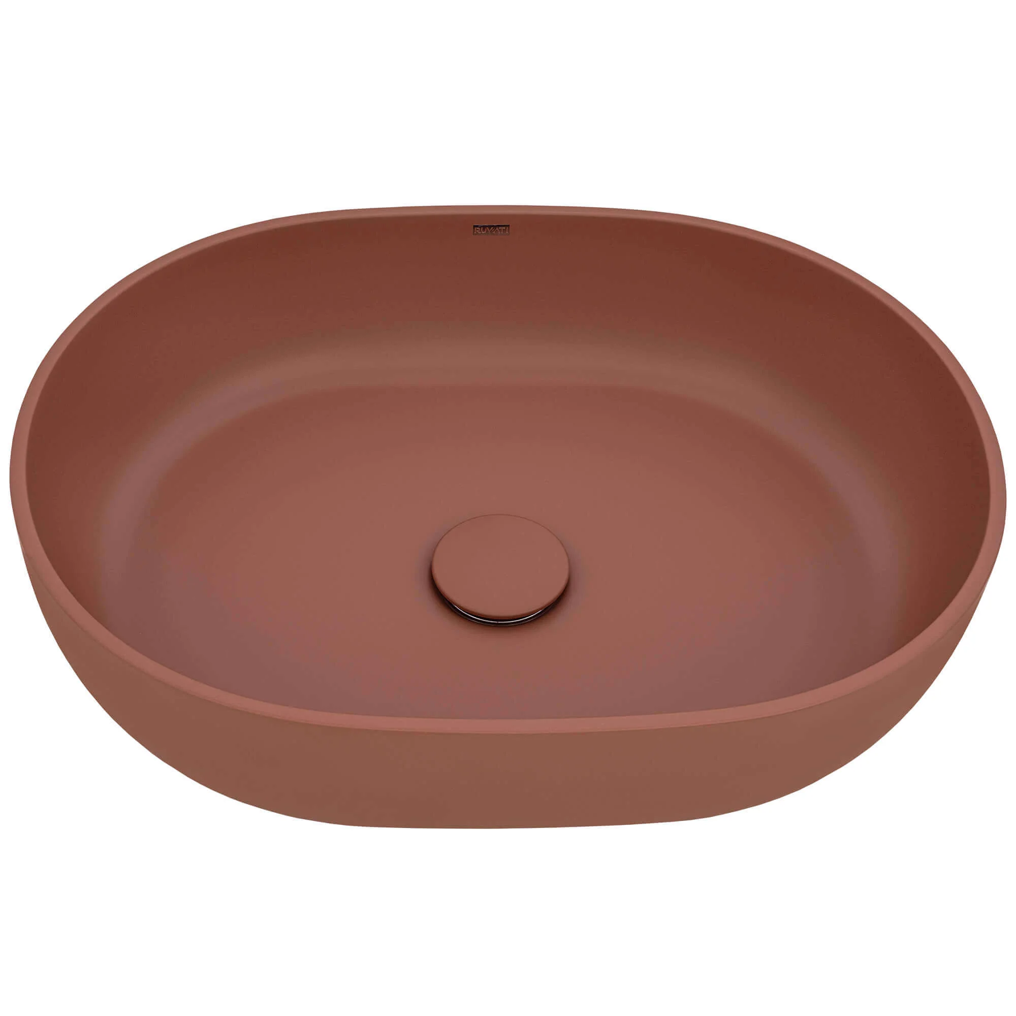 19" Solid Surface Modern Bathroom Vessel Sink Sedona Clay - Image 4