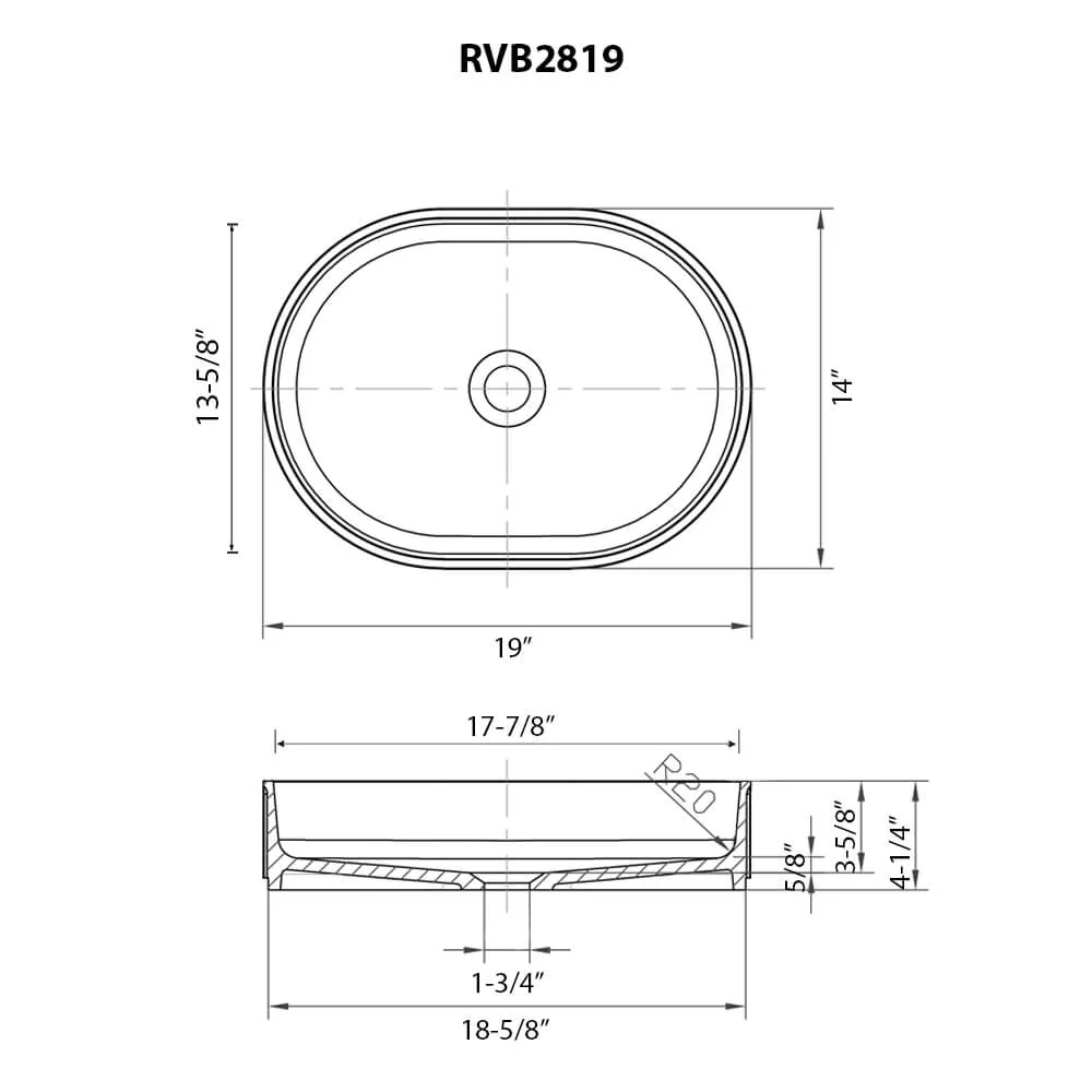 19 x 14 Fluted Vessel Bathroom Sink Matte White - Image 3