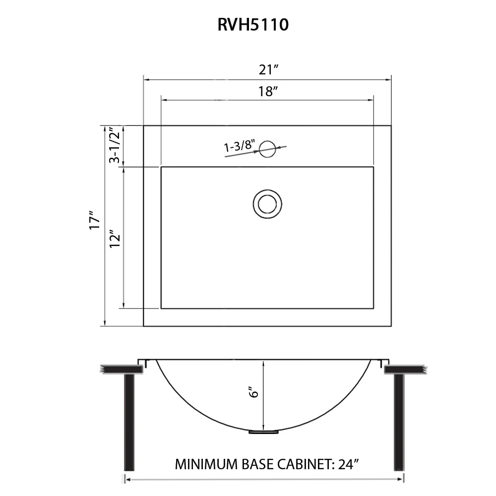 21 x 17 '' Drop-in Topmount Bathroom Sink Brushed Stainless Steel - Image 4