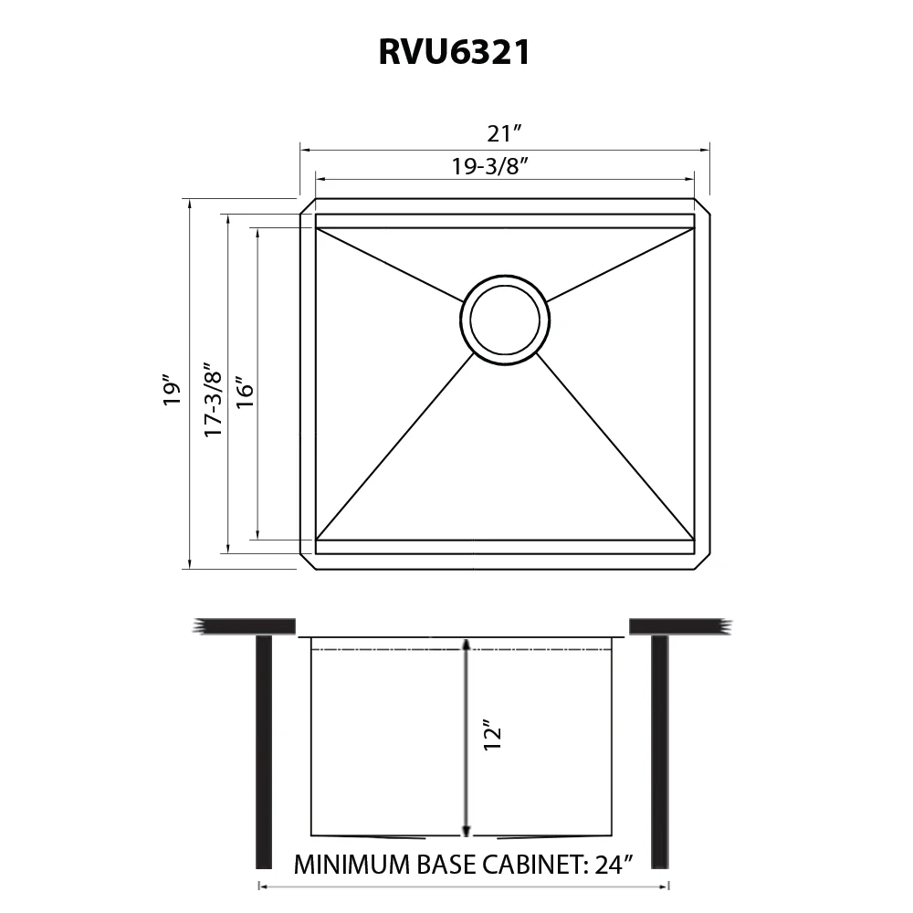 21 x 19 x 13 '' Deep Laundry Utility Workstation Sink Undermount 16 Gauge - Image 6