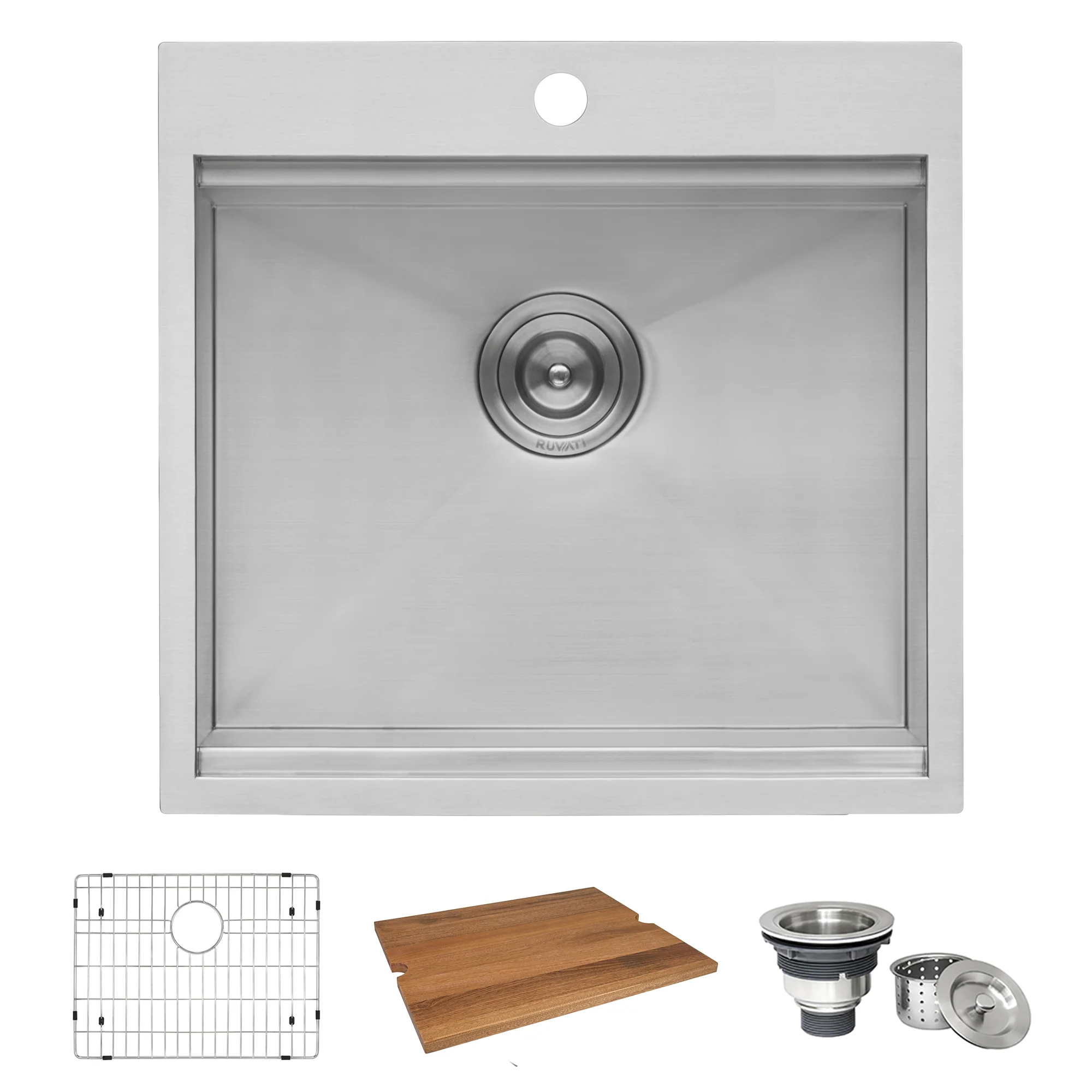 21 x 20 x 12 '' Drop-in Topmount Laundry Utility Workstation Sink 16 Gauge Stainless Steel - Image 4