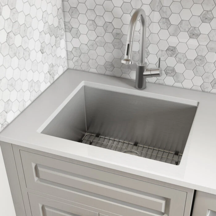 23" x 18" x 12" Deep Laundry Utility Sink Rounded Corners Undermount 16 Gauge Stainless Steel - Image 3