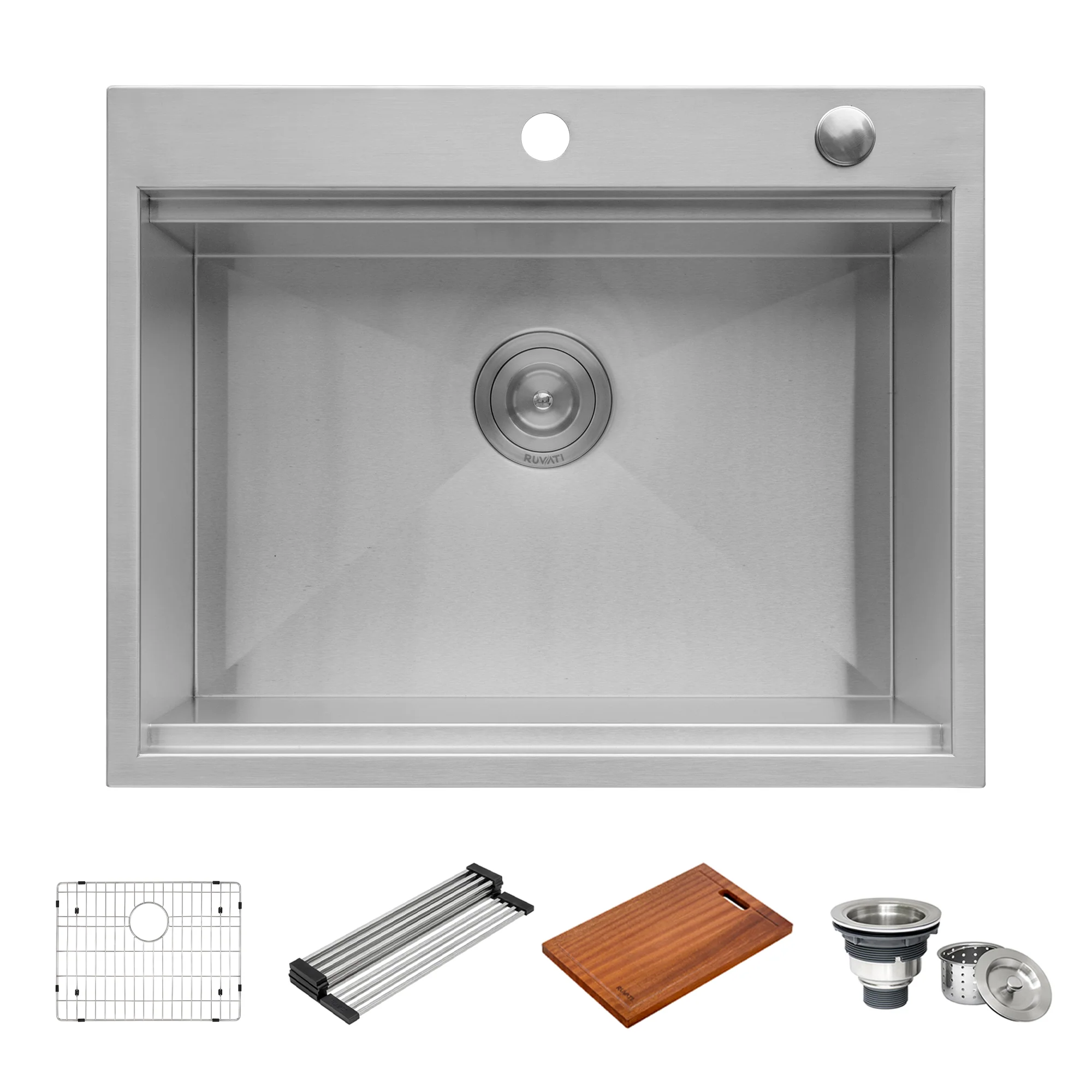 23 x 20 inch RV Workstation Drop-in Topmount Bar Prep Kitchen Sink 16 Gauge Stainless Steel - Image 5