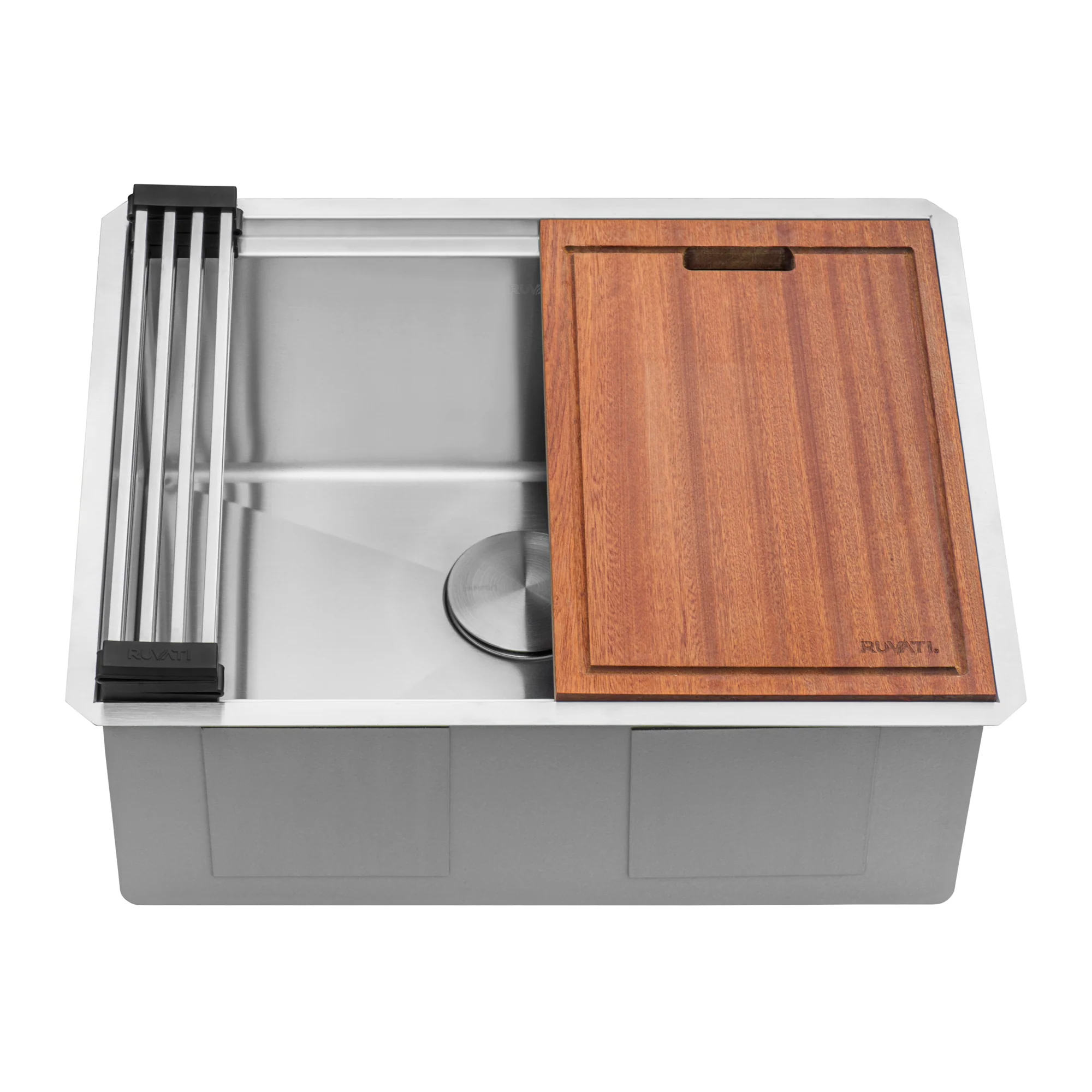 24'' Workstation Rounded Corners Undermount Ledge Kitchen Sink with Accessories - Image 3