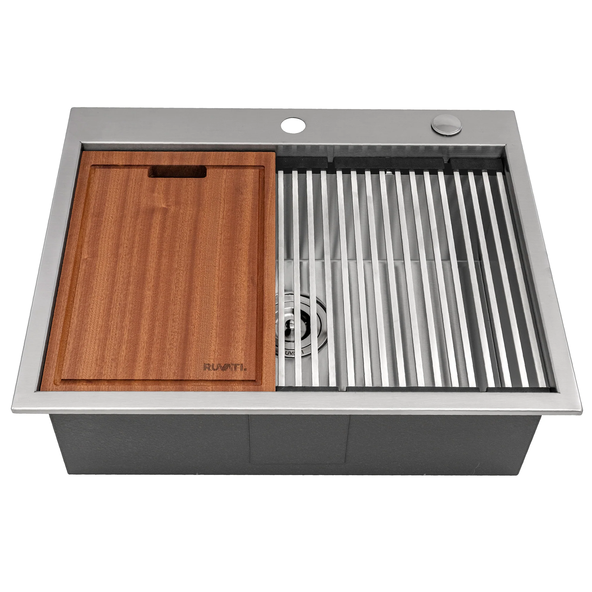 25 x 20 inch RV Workstation Topmount Bar Prep Kitchen Sink 16 Gauge Stainless Steel - Image 2
