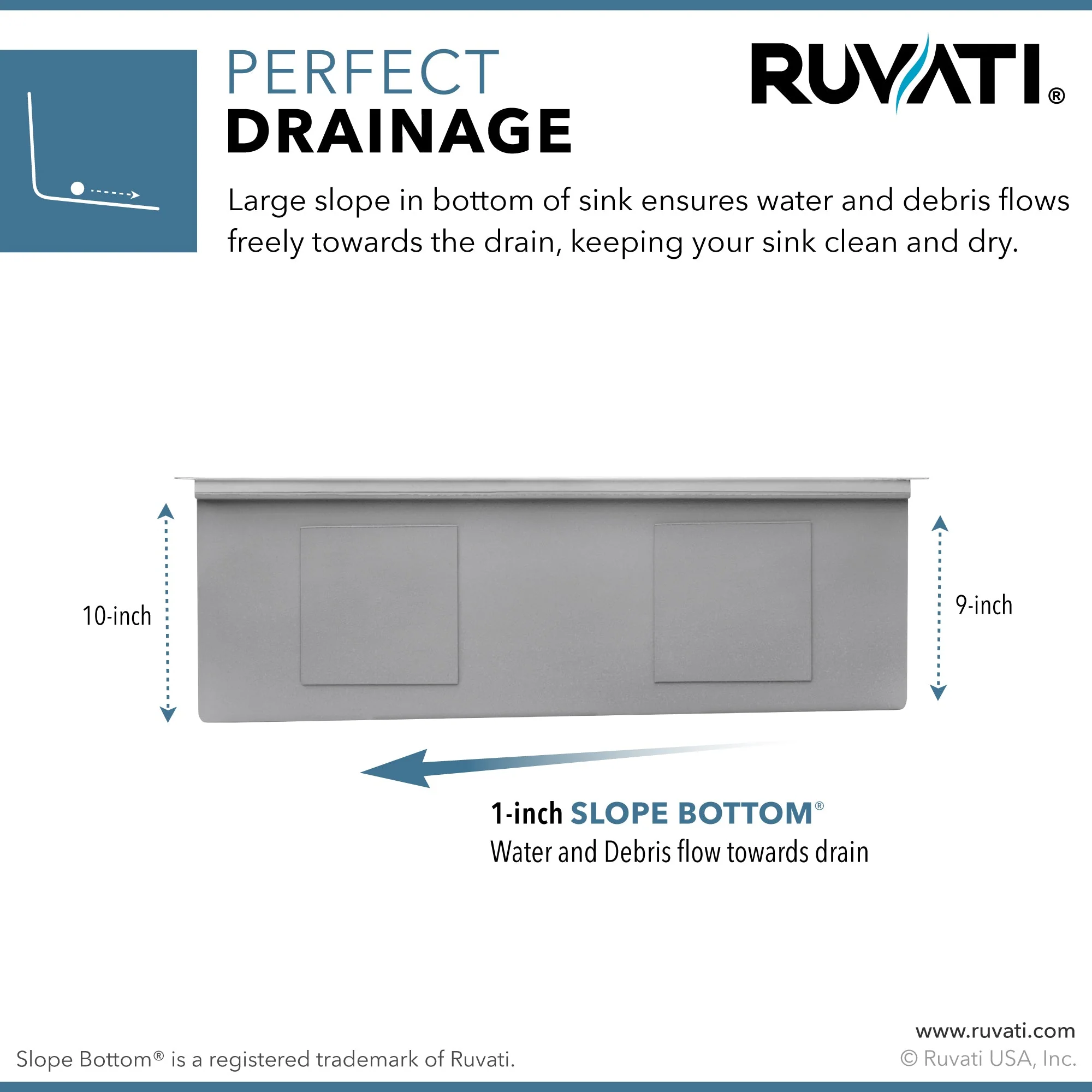 27-'' Workstation Slope Bottom Offset Drain Undermount 16 Gauge Kitchen Sink - Image 3