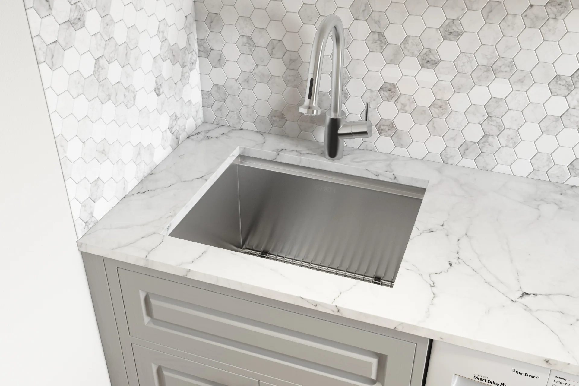 27 x 19 x 12 inch Deep Laundry Utility Workstation Sink Undermount 16 Gauge - Image 5