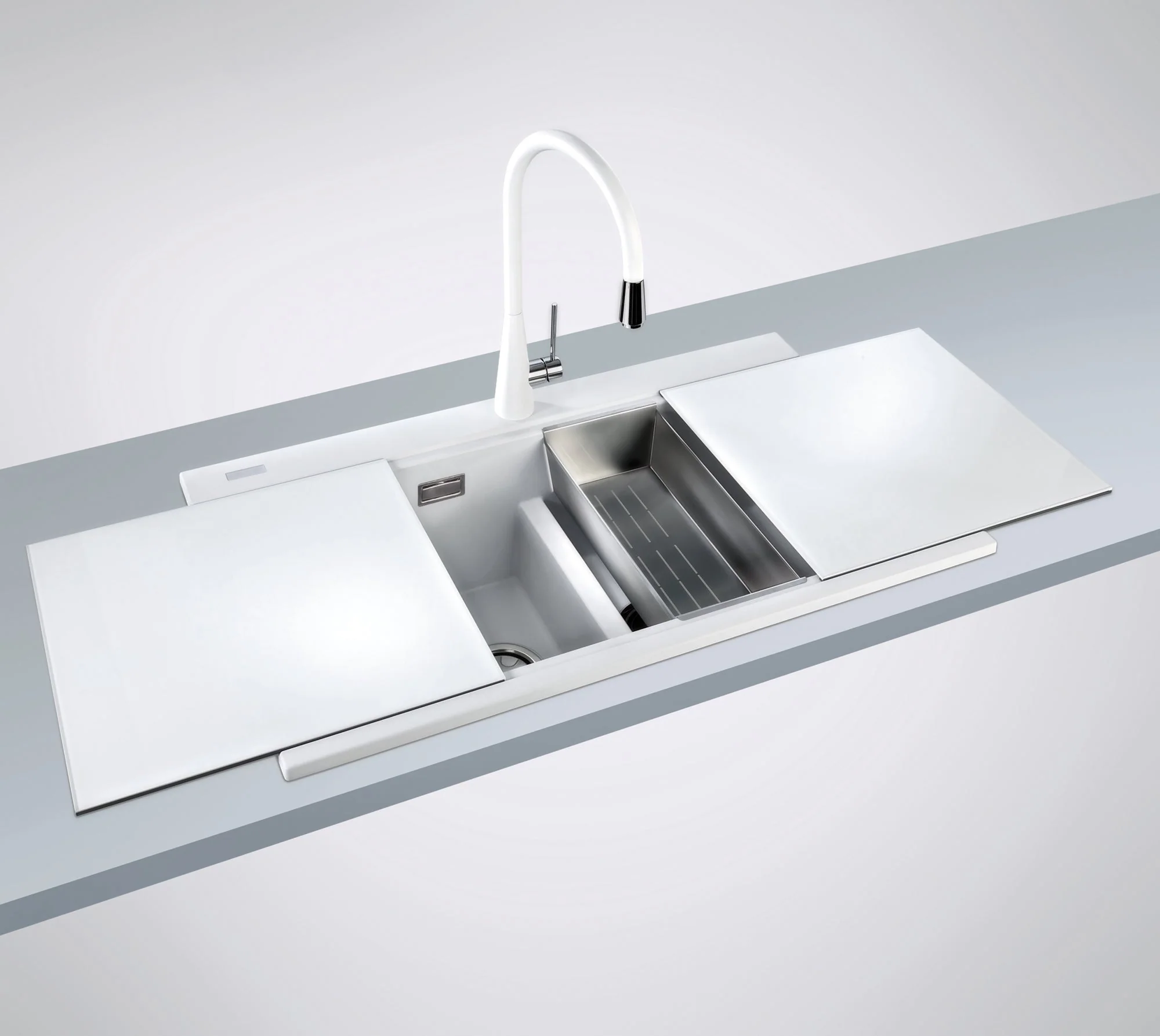 30" Granite Composite Workstation Matte Black Dual Mount Kitchen Sink - Image 3
