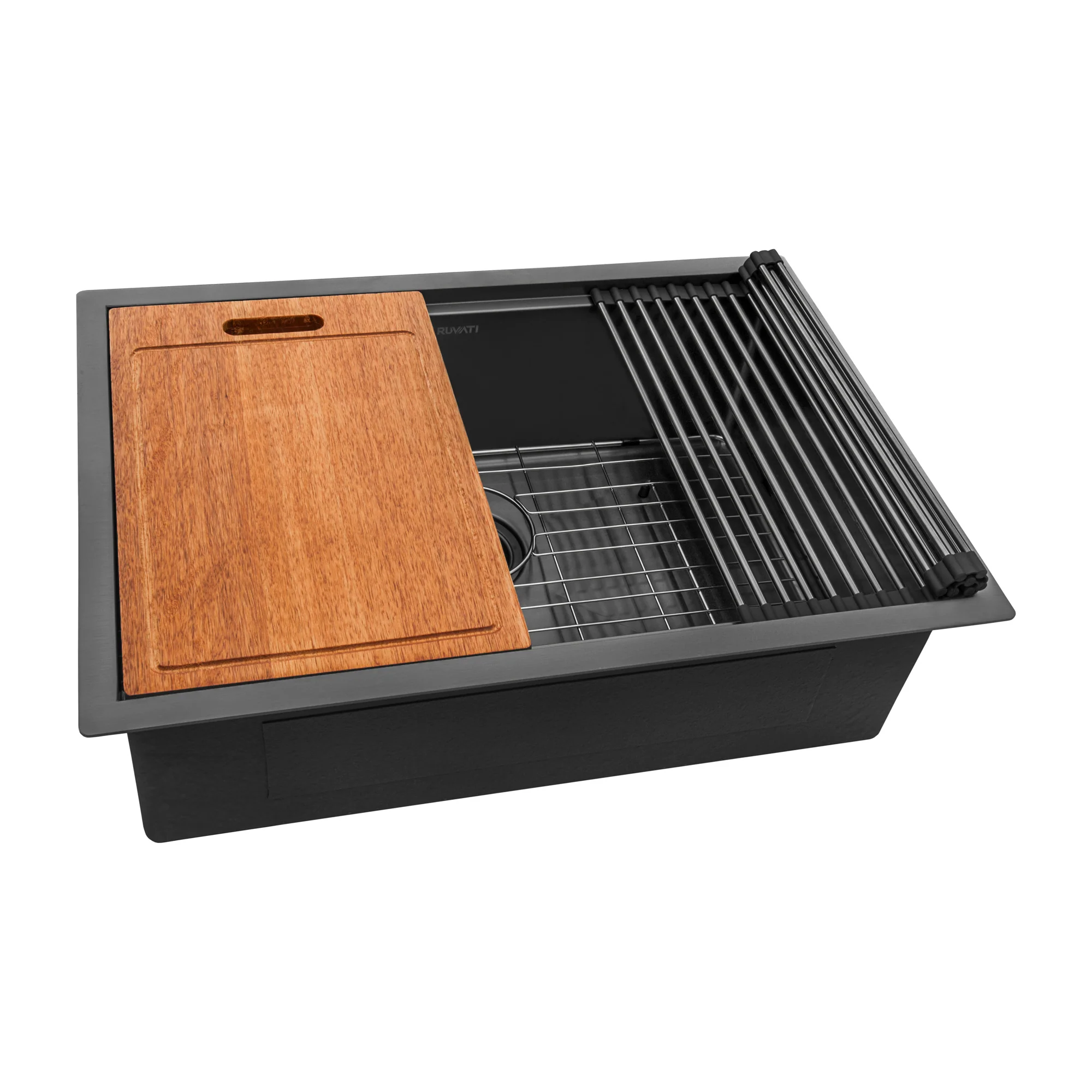 30-inch Gunmetal Black Stainless Steel Workstation Undermount Kitchen Sink Single Bowl - Image 2