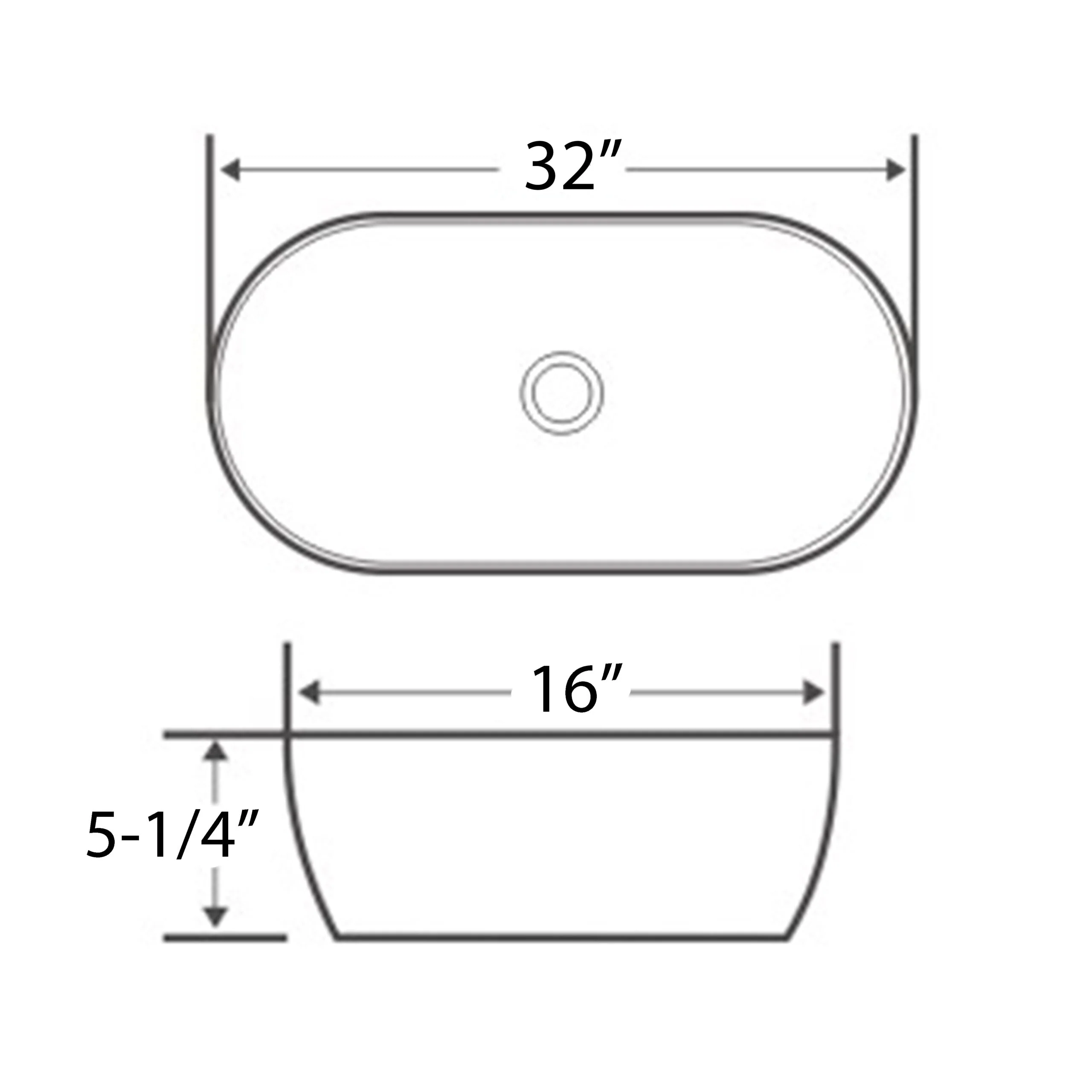 32 x 16 '' Bathroom Vessel Sink White Oval Above Counter Vanity Porcelain Ceramic - Image 3