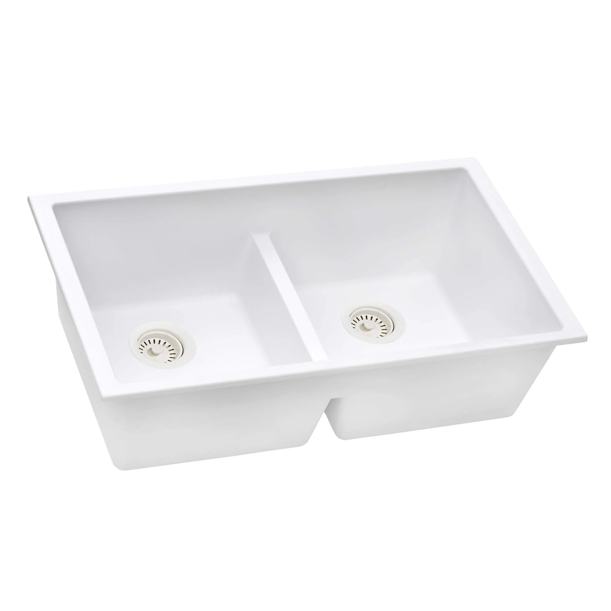 33" Arctic White Granite Composite Double Basin Sink - Image 2