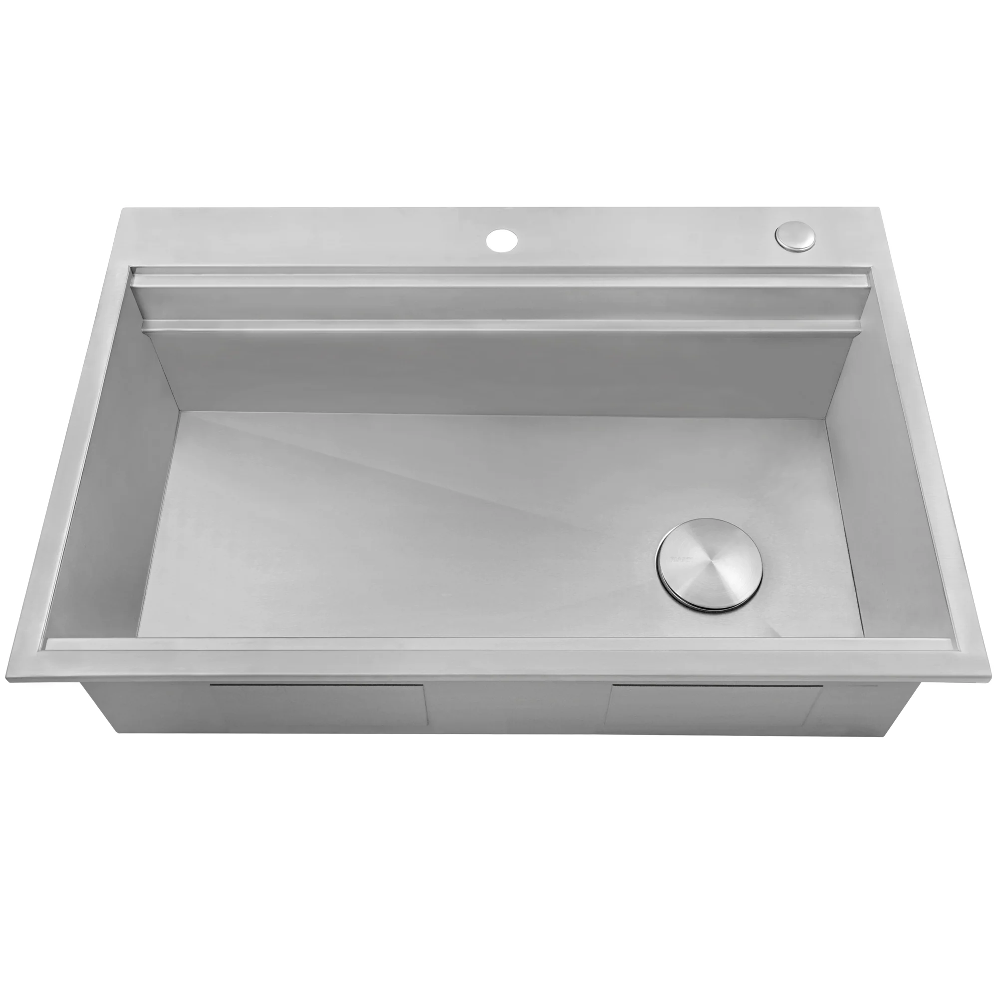 33-'' Workstation Two-Tiered Ledge Kitchen Sink Drop-in Topmount 16 Gauge Stainless Steel - Image 2
