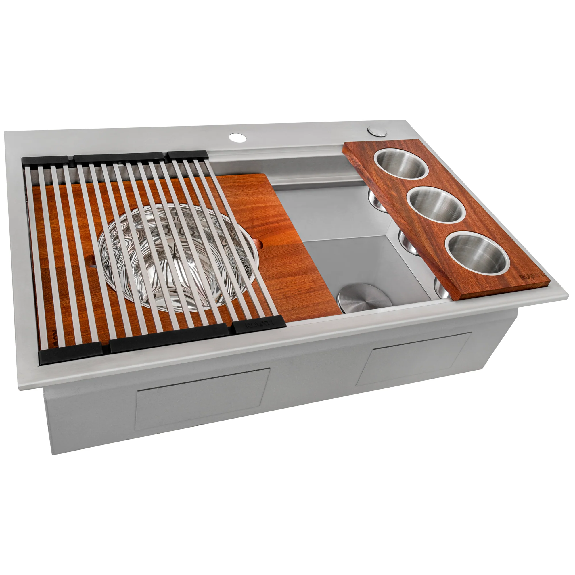33-'' Workstation Two-Tiered Ledge Kitchen Sink Drop-in Topmount 16 Gauge Stainless Steel - Image 3