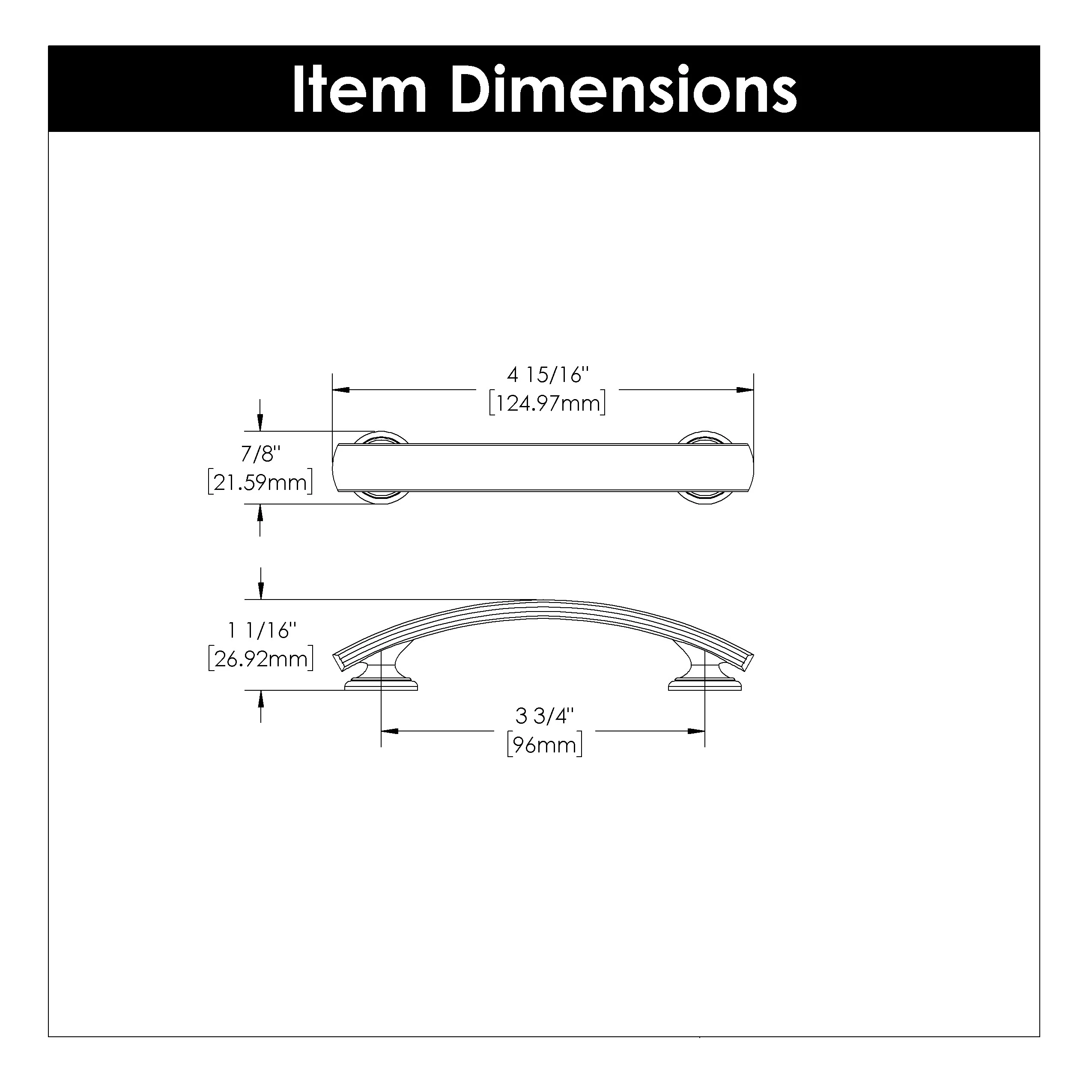 American Diner Pull 3-3/4 Inch (96mm) Center to Center Vintage Bronze Finish - Image 5