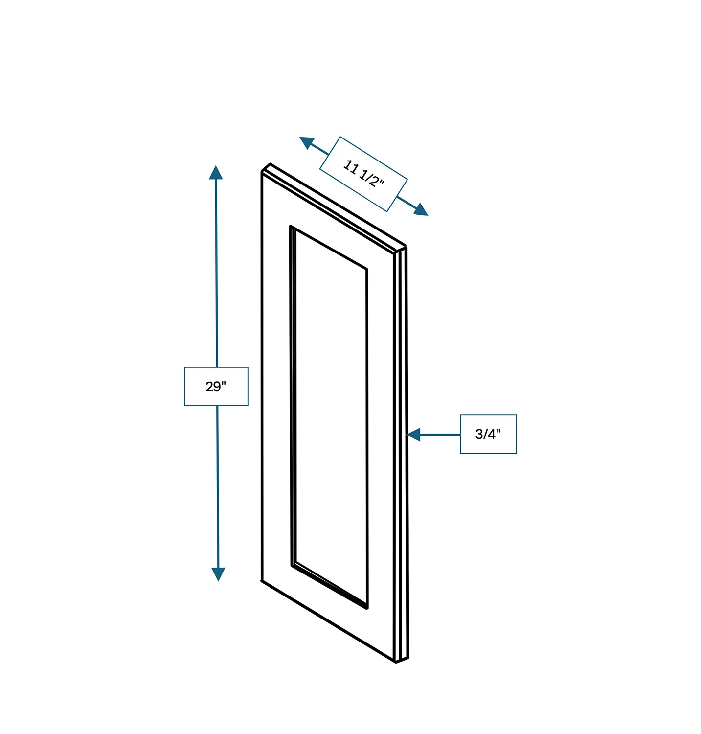 Annapolis Blue Clear Glass Door for 12 in. Wide x 12 in. Deep x 30 in. Tall - Wall Shaker Cabinet
