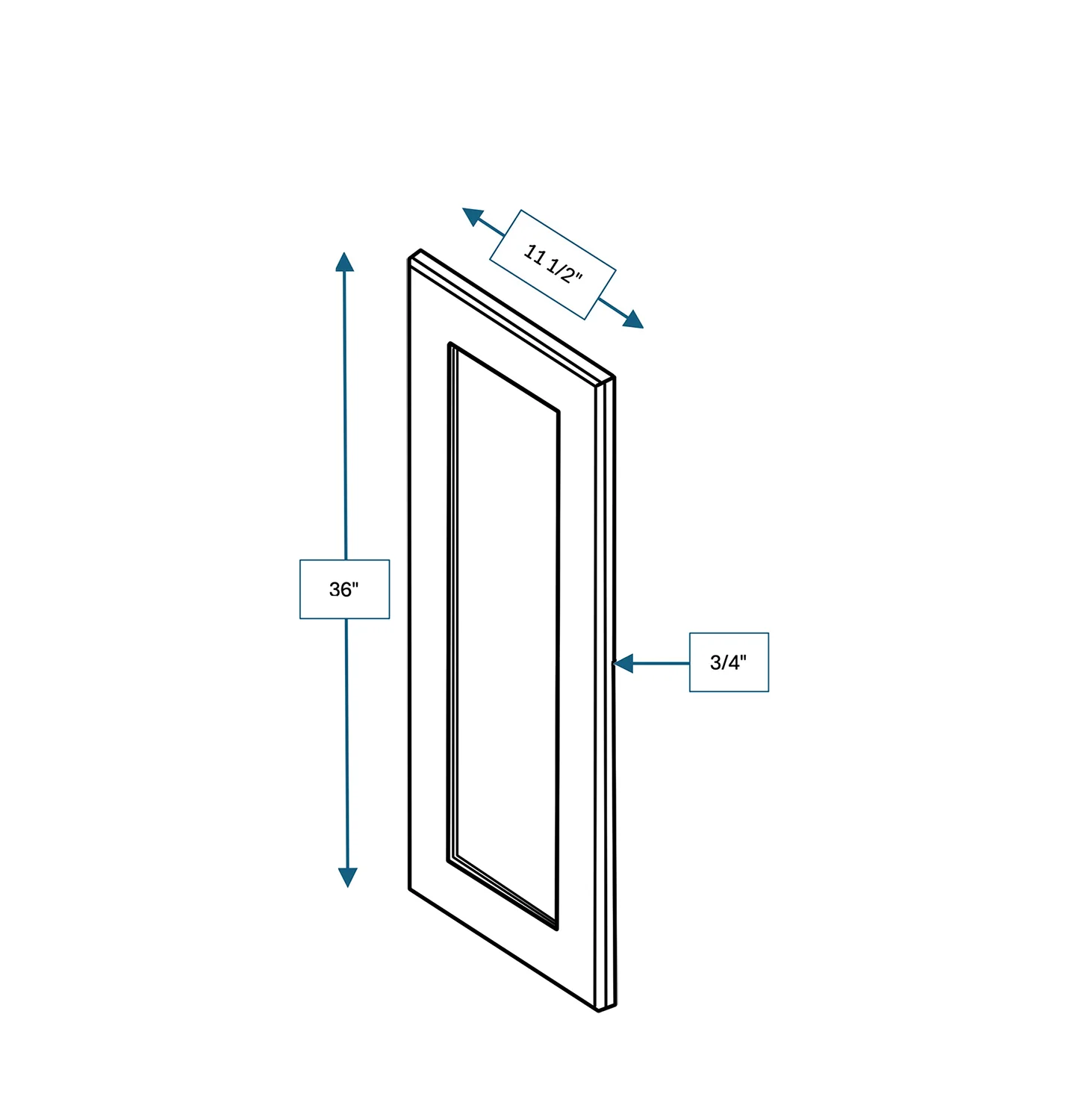 Annapolis Blue Clear Glass Door for 12 in. Wide x 12 in. Deep x 36 in. Tall - Wall Shaker Cabinet