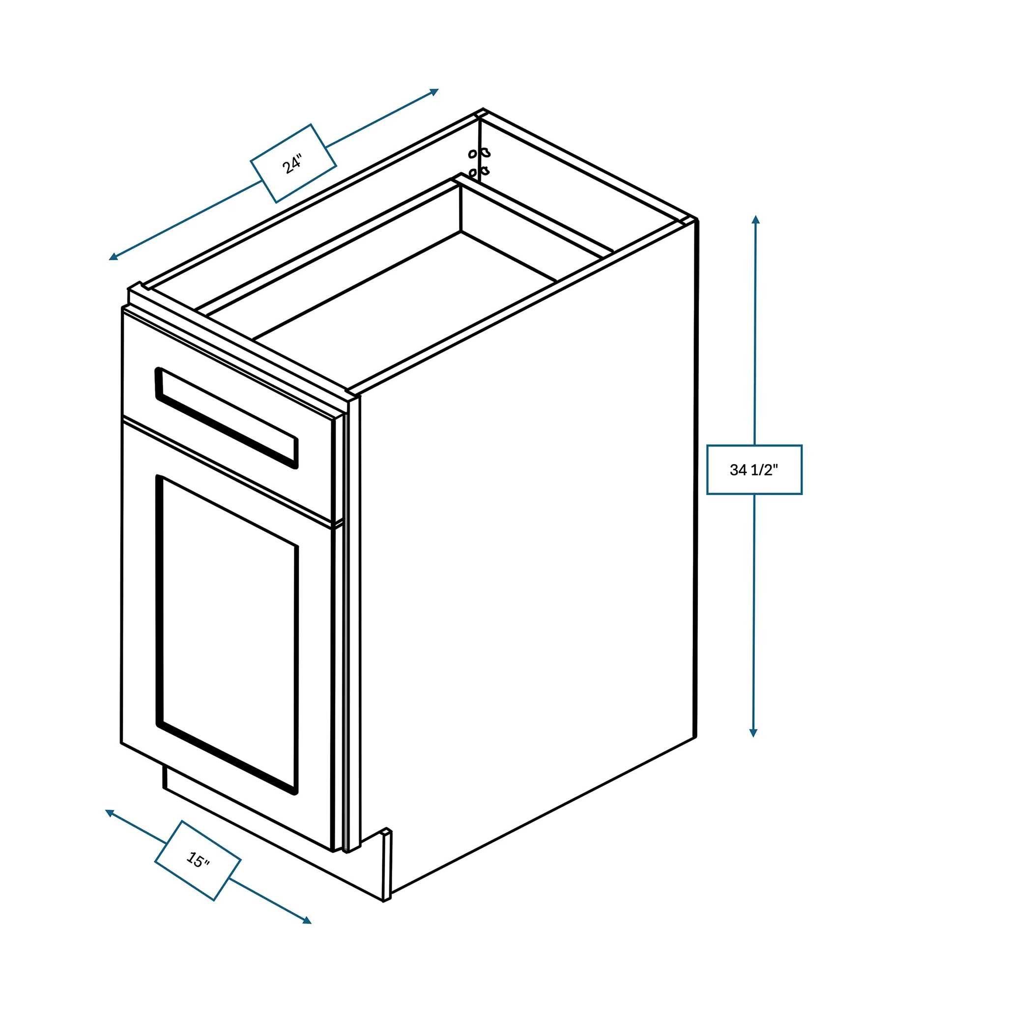 Annapolis Blue 15 in. Wide x 24 in. Deep x 34.5 in. Tall - Base Shaker Cabinet