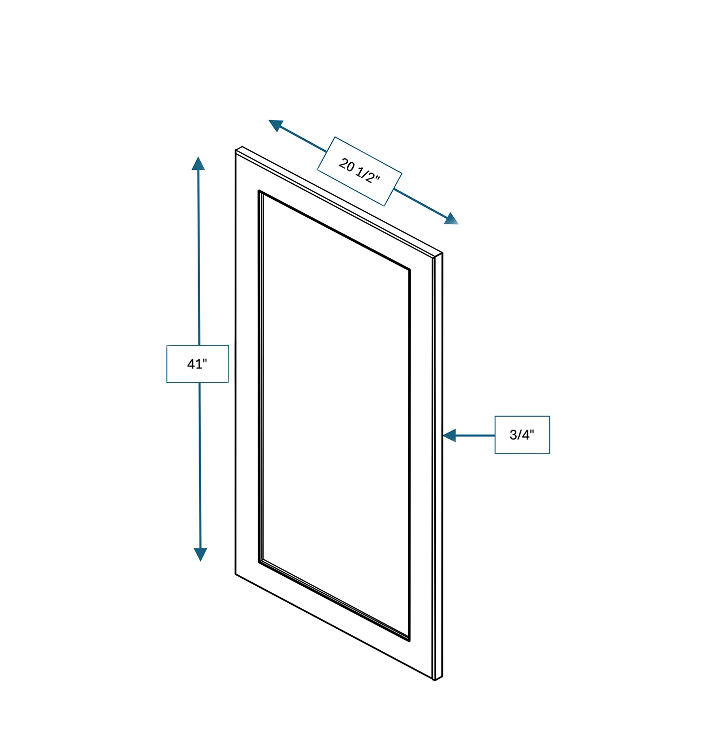 Annapolis Blue Clear Glass Door for 21 in. Wide x 12 in. Deep x 42 in. Tall - Wall Shaker Cabinet