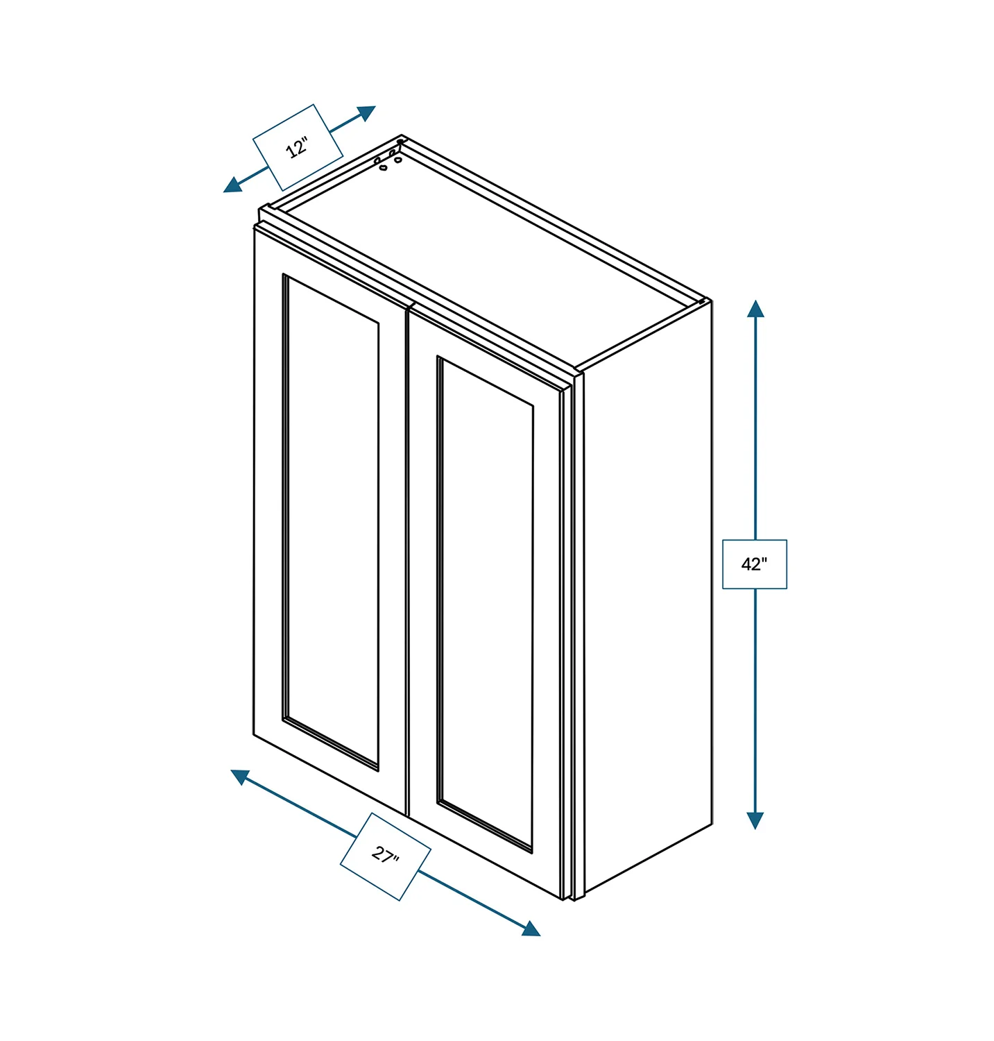 Annapolis Blue Shaker 27 in. Wide x 12 in. Deep x 42 in. Tall - Wall Shaker Cabinet
