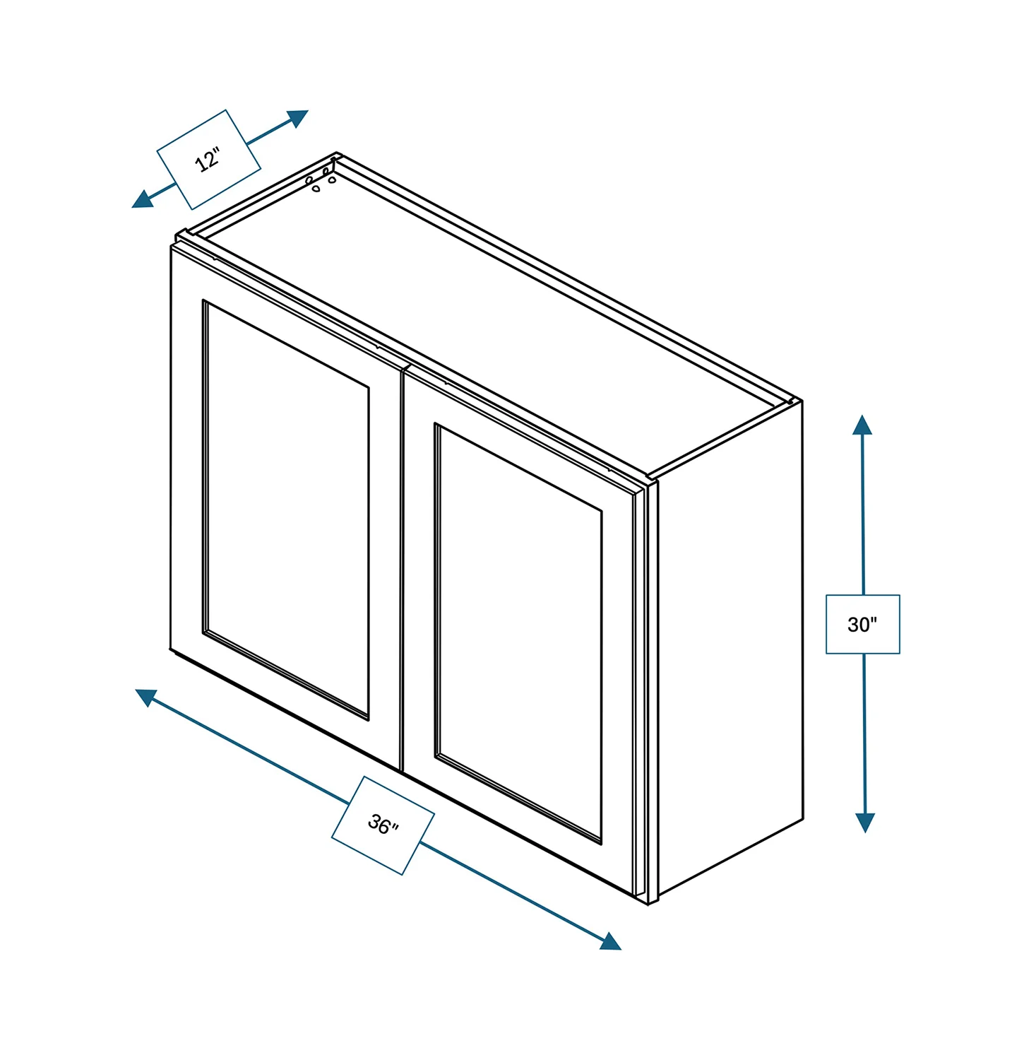 Annapolis Blue 36 in. Wide x 12 in. Deep x 30 in. Tall - Wall Shaker Cabinet