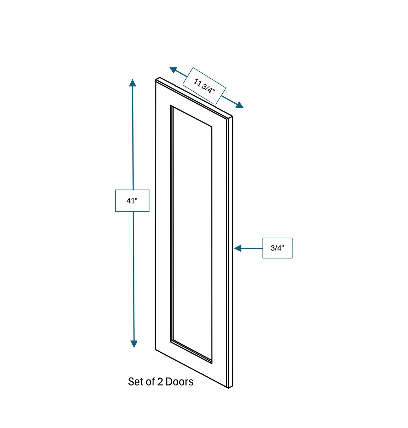 Annapolis Blue Clear Glass Door for 24 in. Wide x 12 in. Deep x 42 in. Tall - Wall Shaker Cabinet - 2 Pack