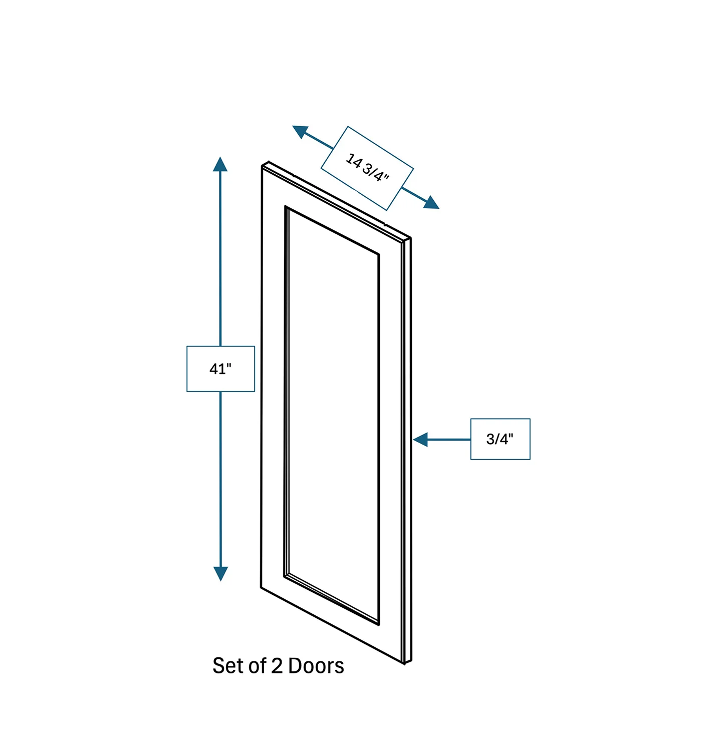 Annapolis Blue Clear Glass Door for 30 in. Wide x 12 in. Deep x 42 in. Tall - Wall Shaker Cabinet - 2 Pack