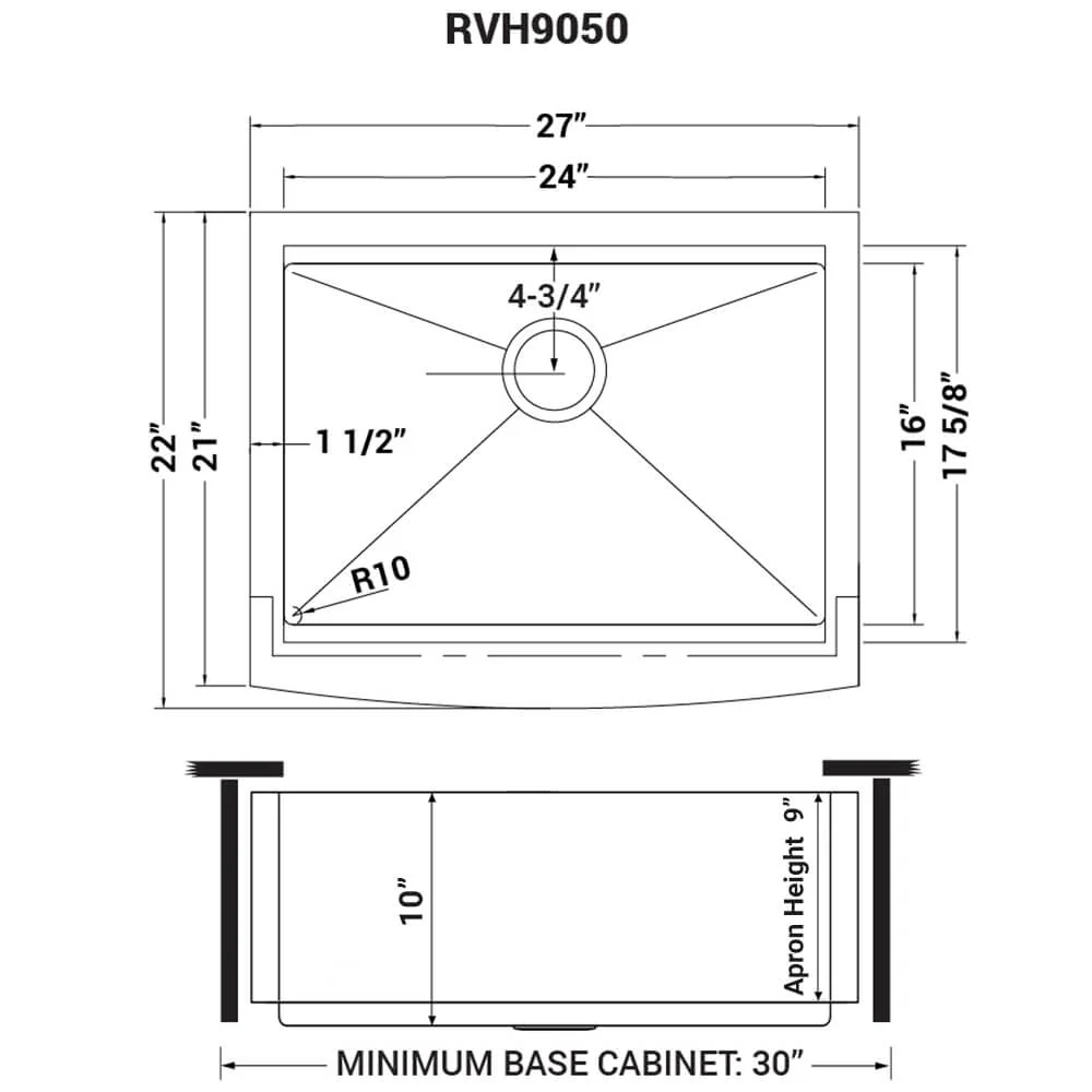 Rounded Crnrs  Apron Front UM WS 27x22 SB - Image 5